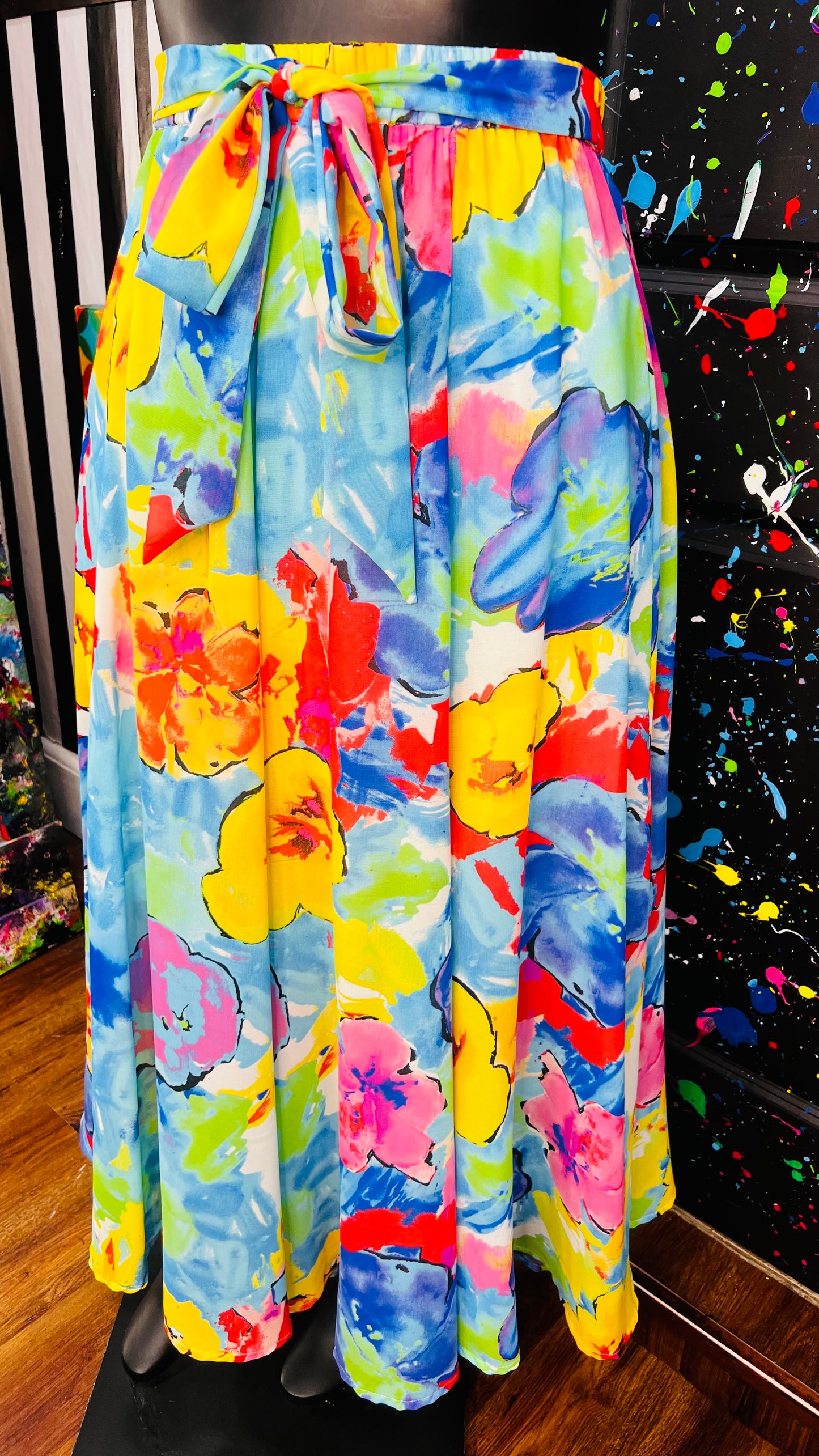 Watercolor Print Skirt (18)