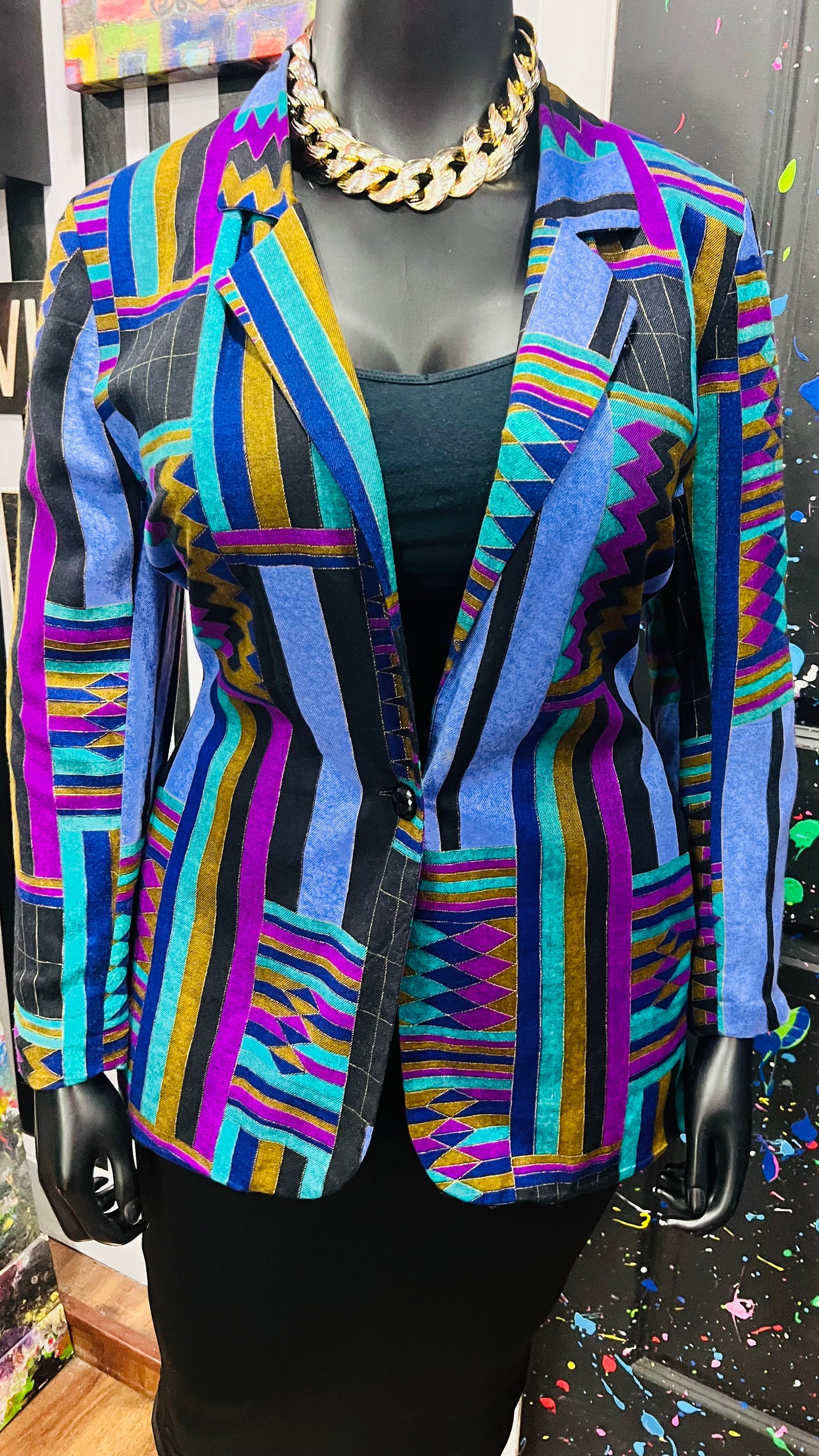 Vintage Tribal Print Blazer (12)