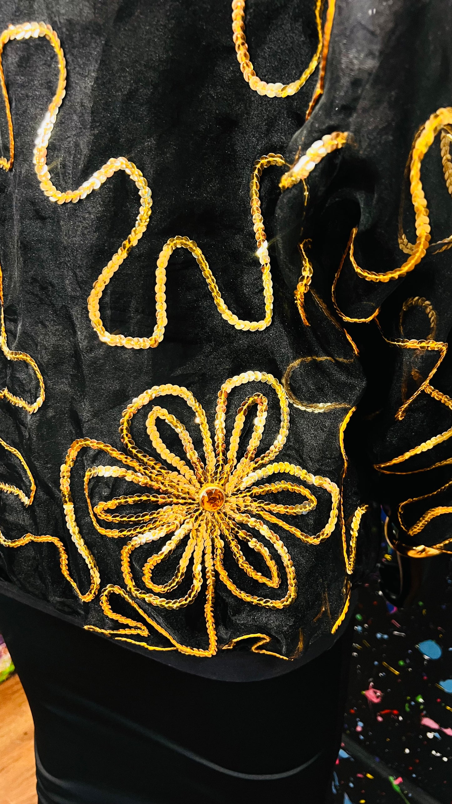 Vintage Sheer Black Jeweled Embroidered Top (22/24)
