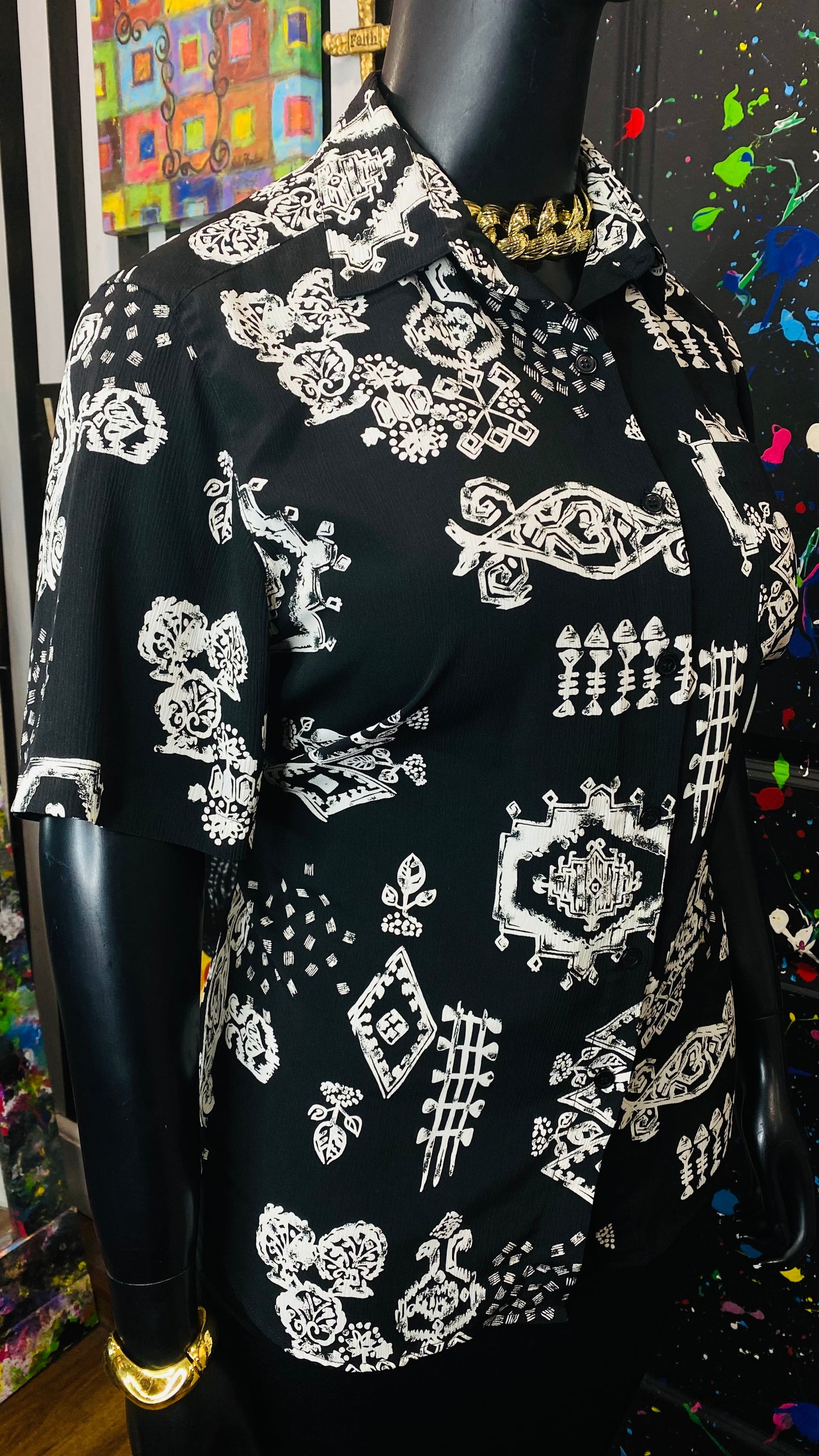 Vintage Black & White Blouse (14)