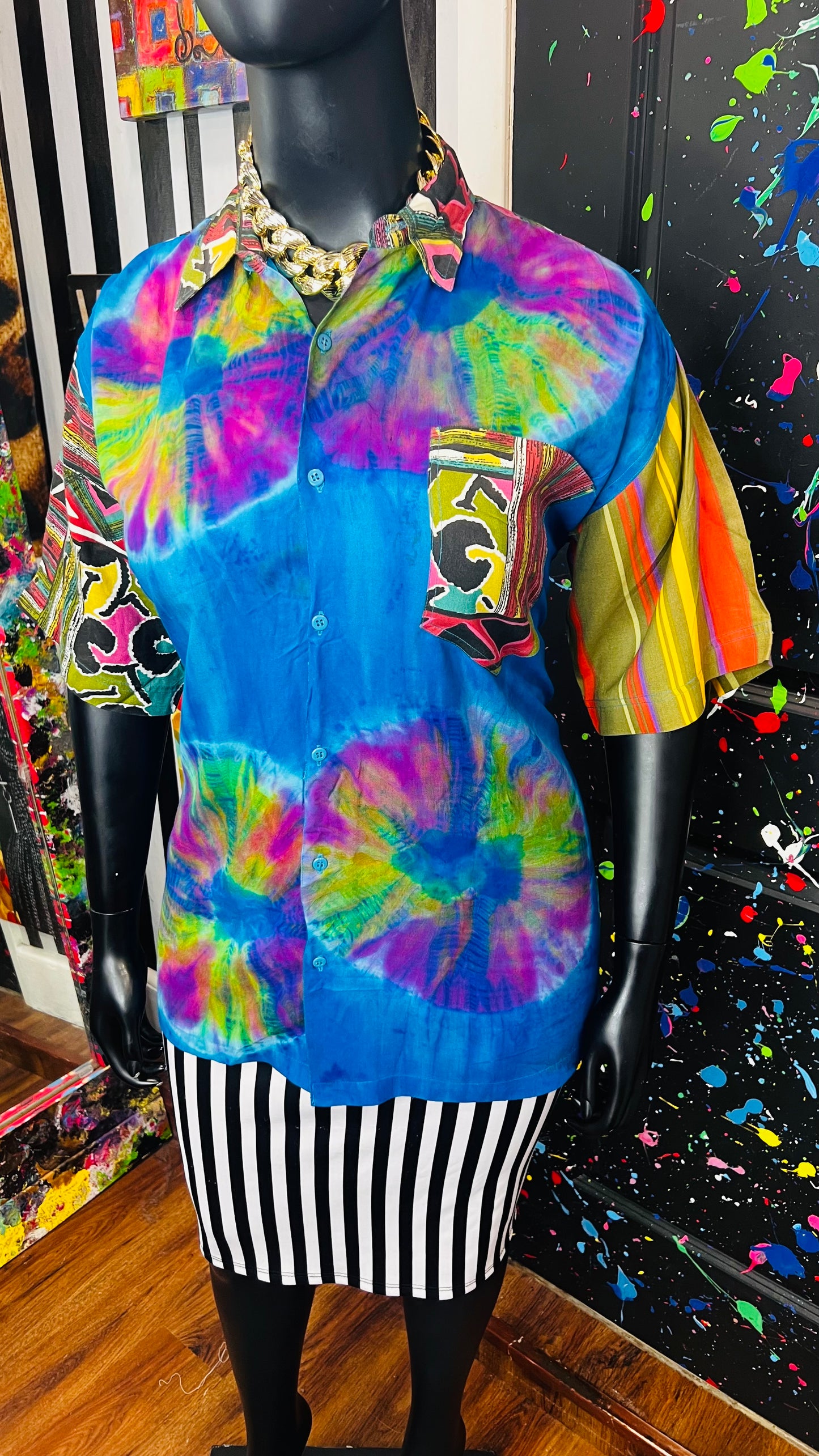 Vintage Abstract Mix Print Blouse (18)