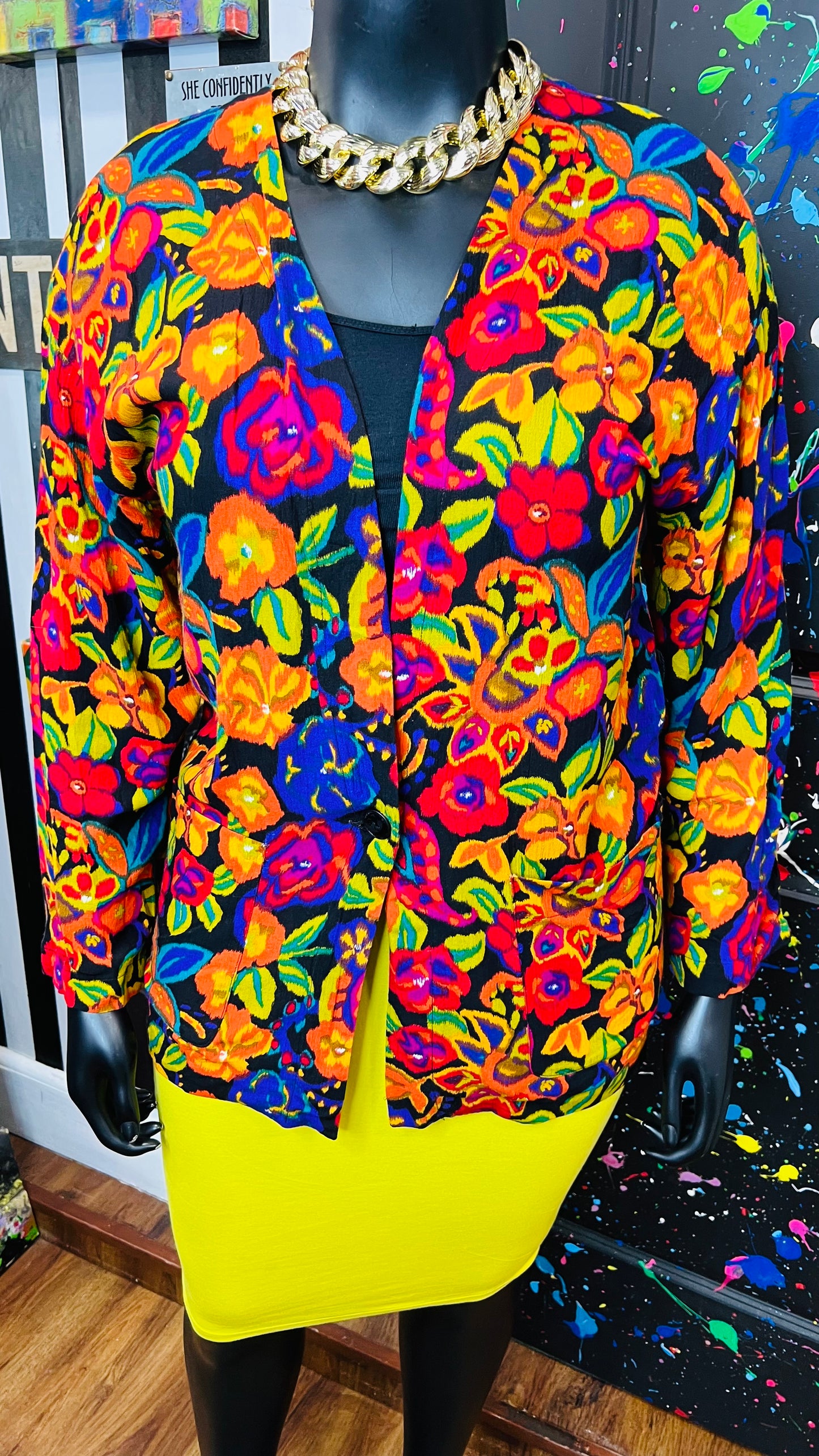 Vintage Rayon Floral Blazer (14)