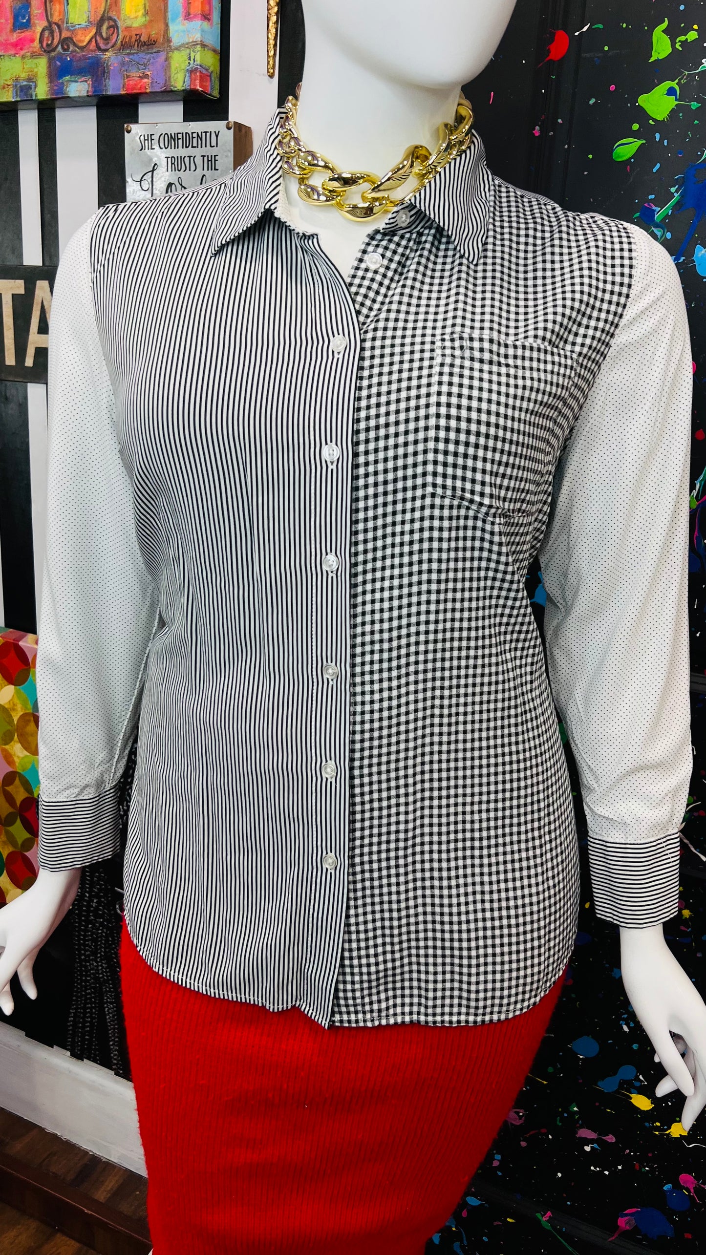 Lane Bryant Mix Black & White Print Blouse (18/20)