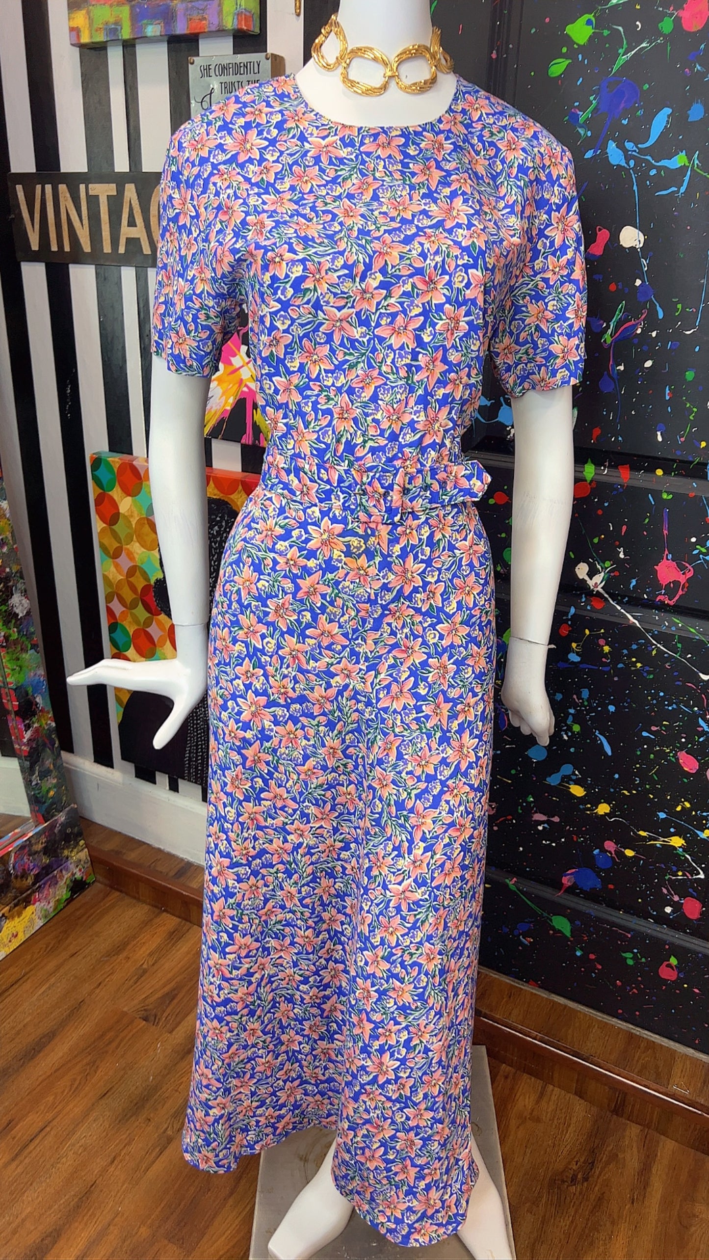 Vintage Floral Dress w/ Belt (14)