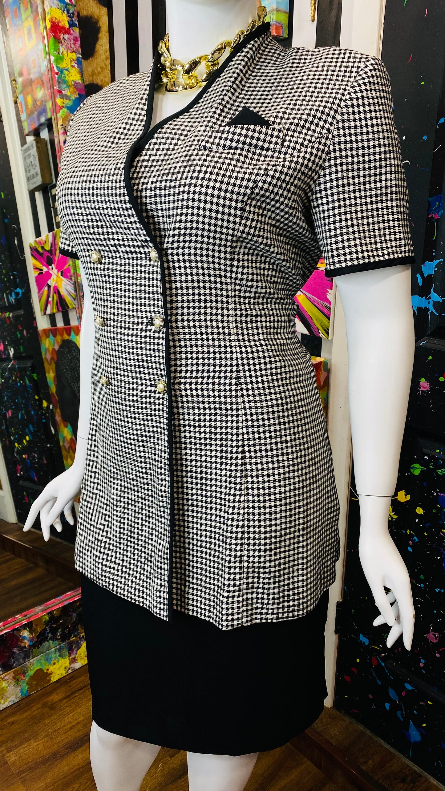 Vintage Black & White Houndstooth Dress (18)