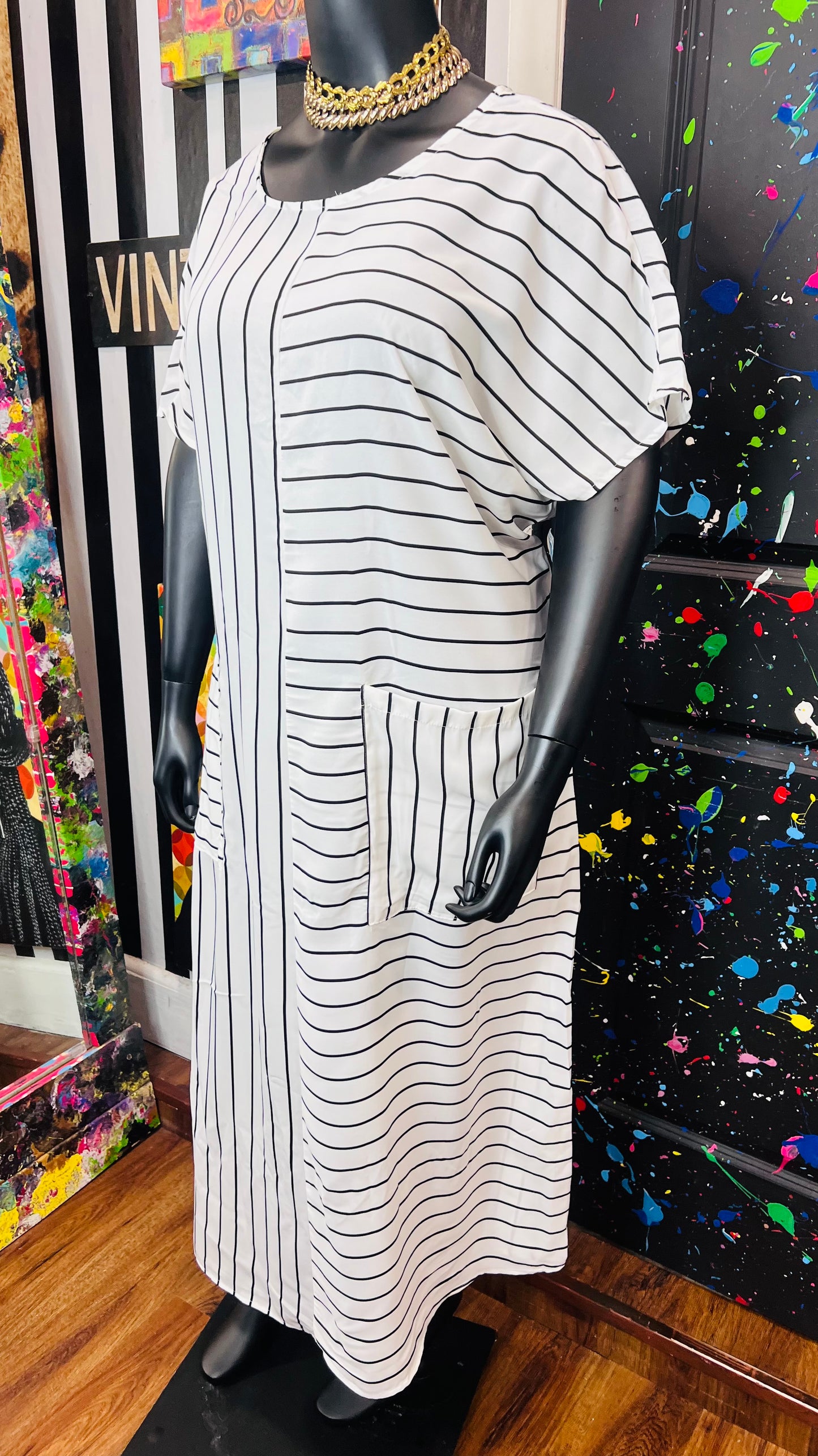 Black & White Striped Dress (20/22)