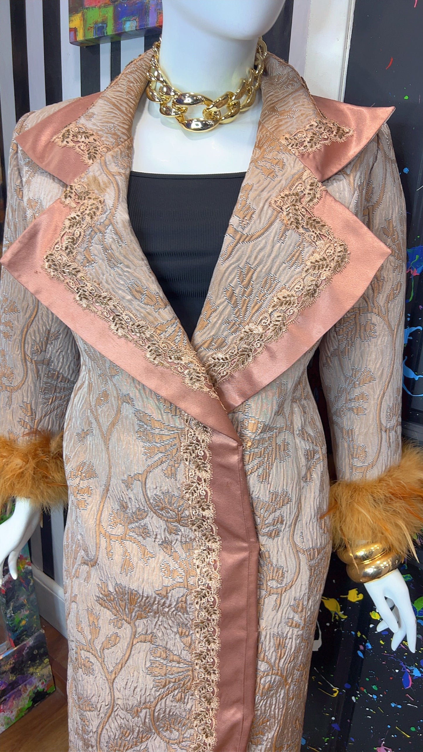 Vintage Long Statement Couture Blazer w/ Faux Fur (16)