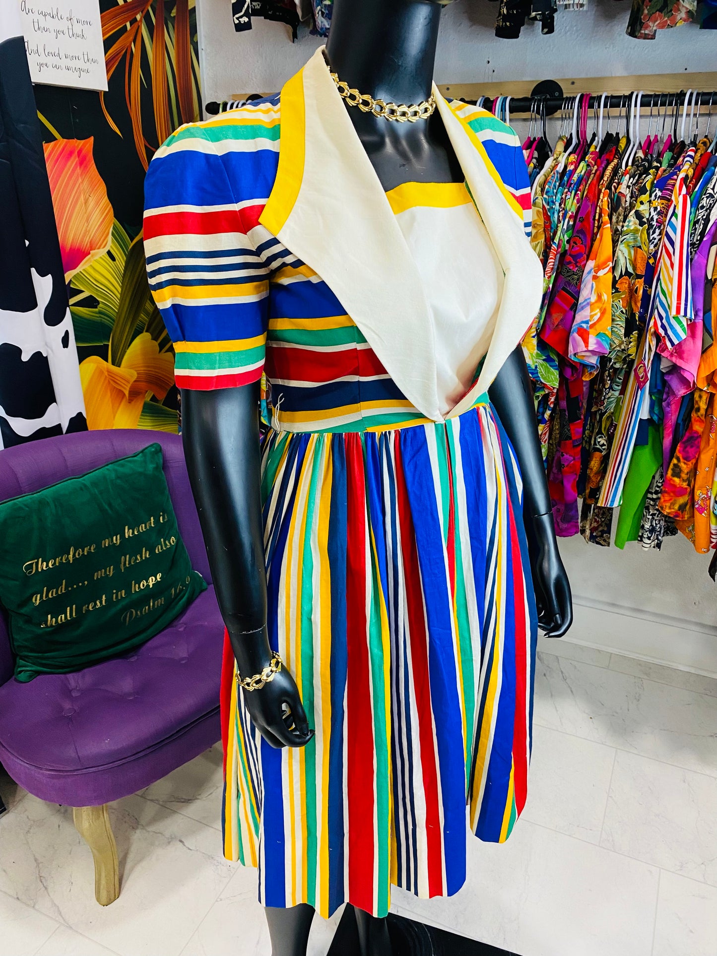Vintage Color Striped Dress