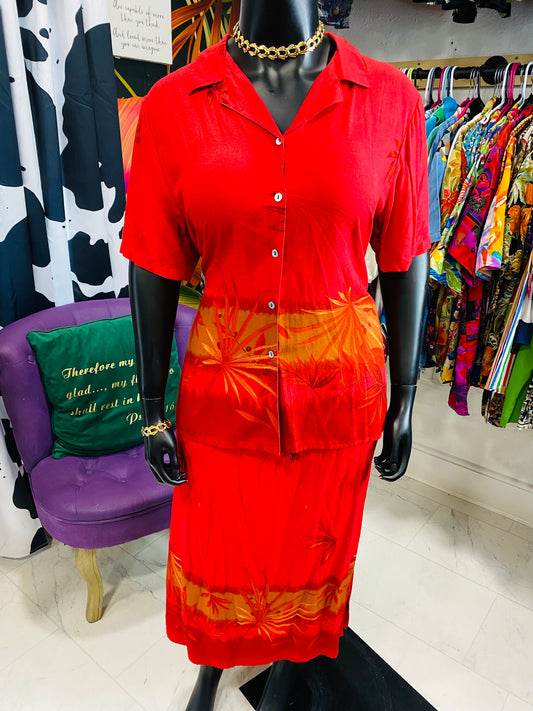 Vintage Red 2 Piece Skirt Set