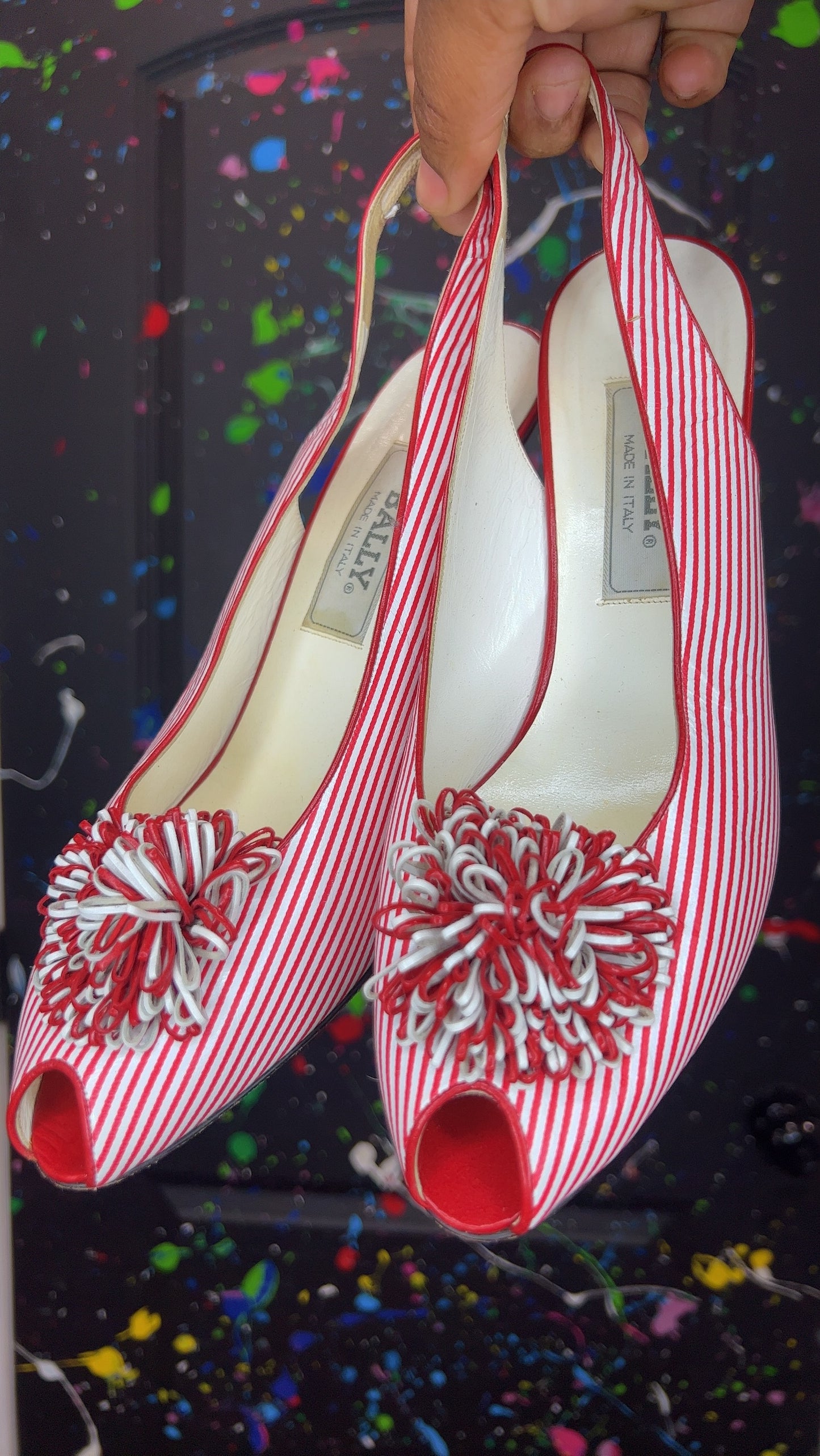 Vintage Red & White Striped Heels (10)