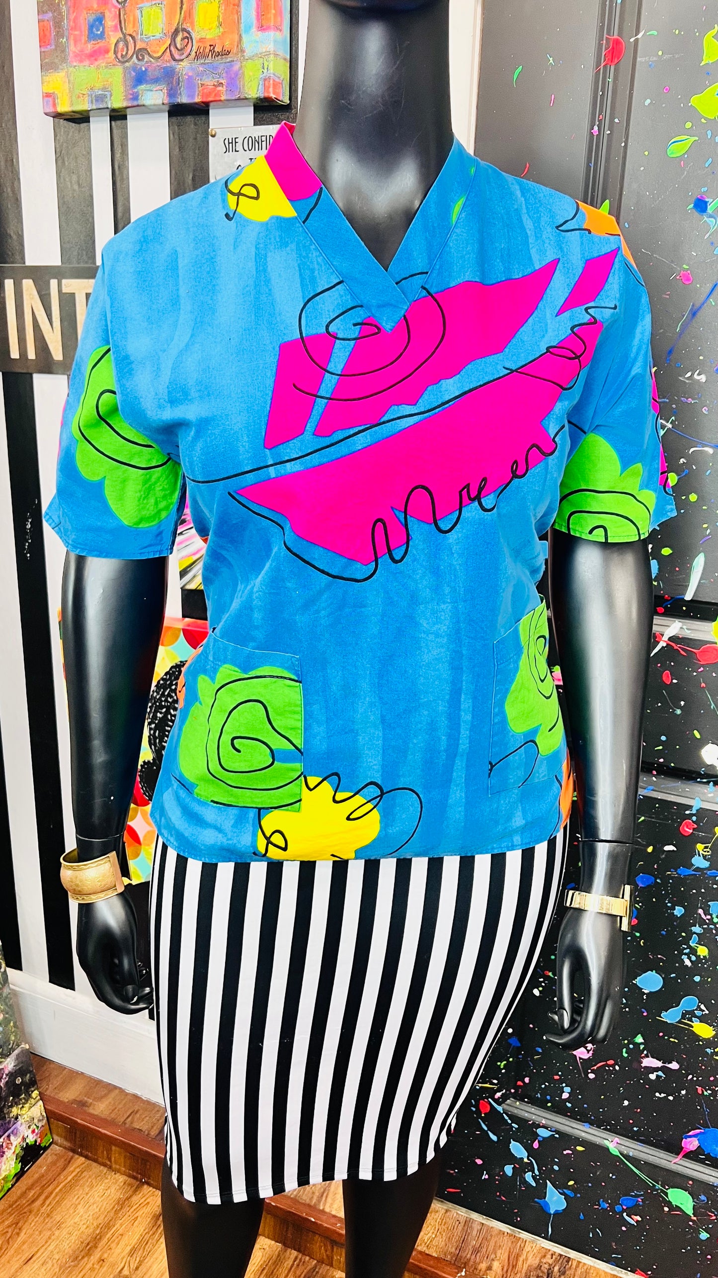 Vintage Abstact Scrub Blouse (14)