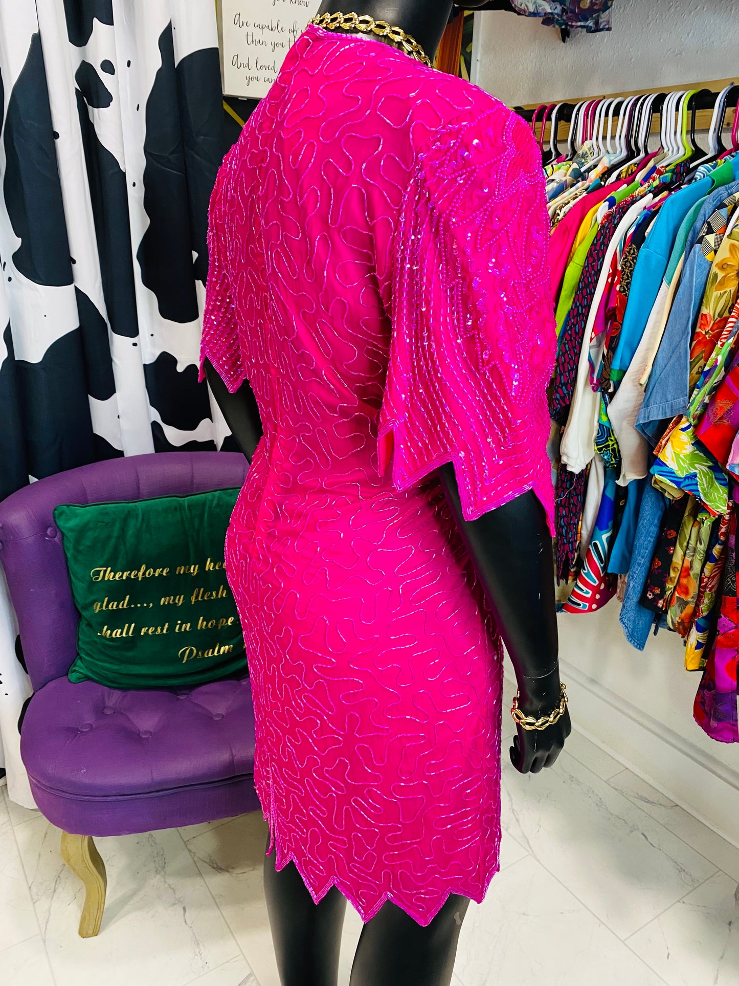 Vintage Pink Sequin Dress