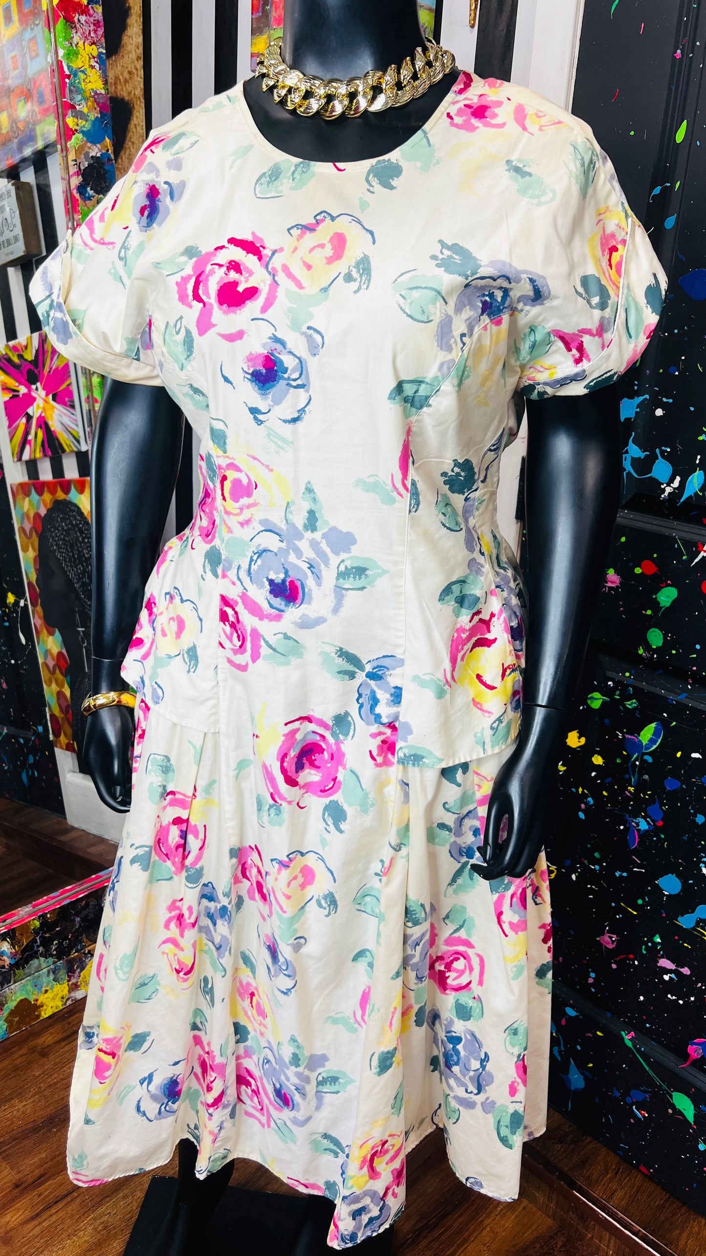 Vintage Floral Print Dress (18W)