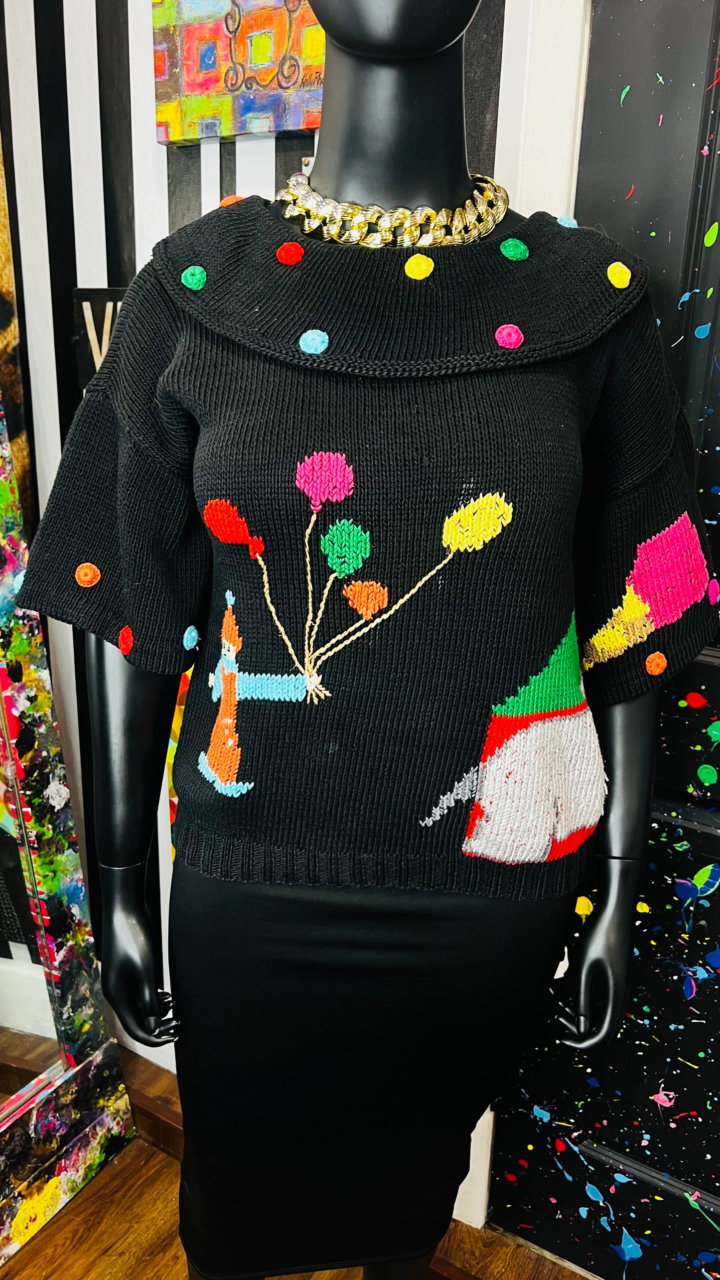 Vintage Knit Cropped Novelty Sweater (20)