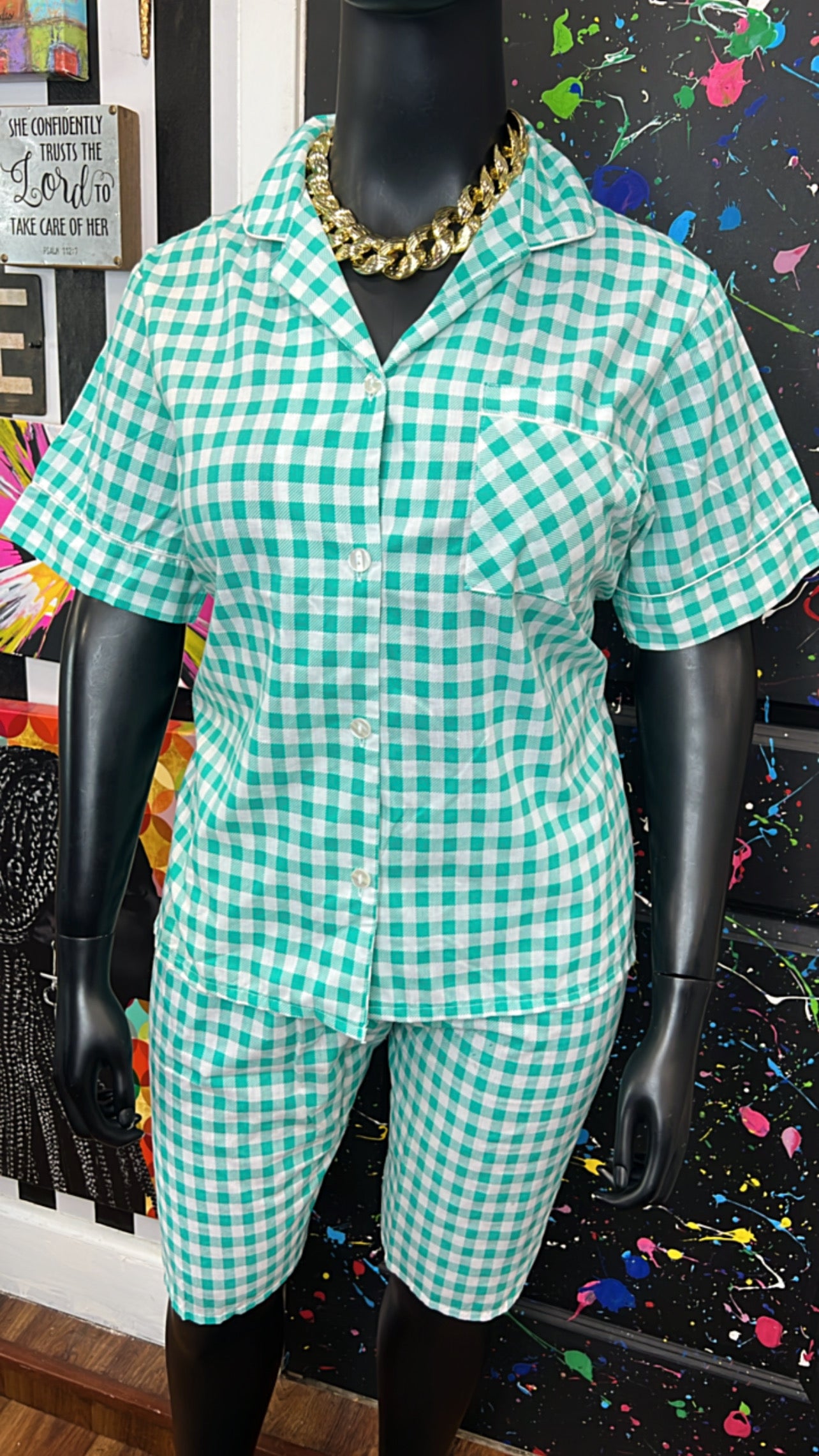 Vintage Plaid Teal & White (16)
