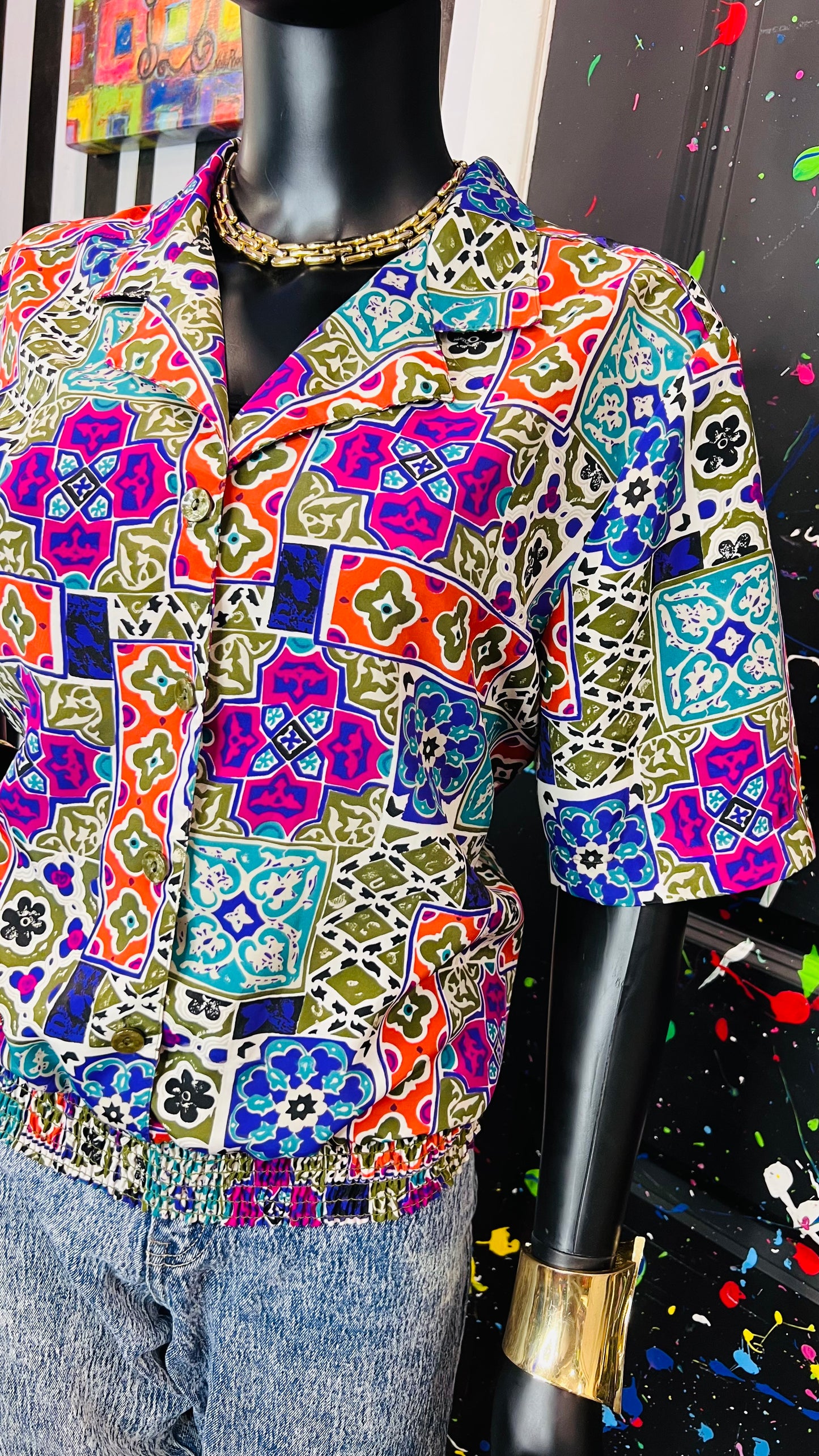 Vintage Mix Print Blouse (12)