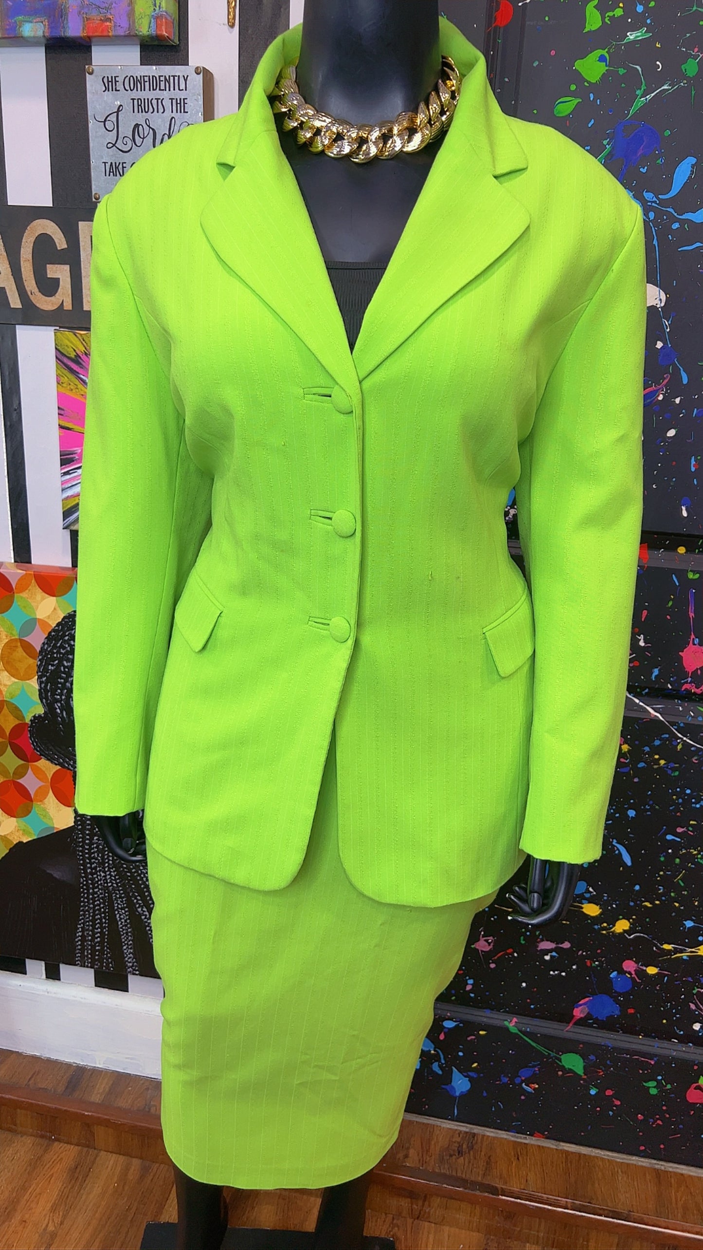 Vintage Green Skirt Suit (20)
