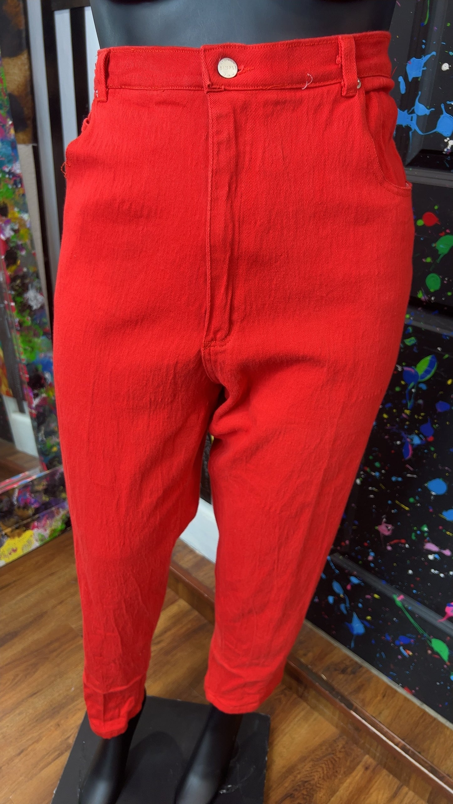Vintage Red Jeans- Does Stretch (22)