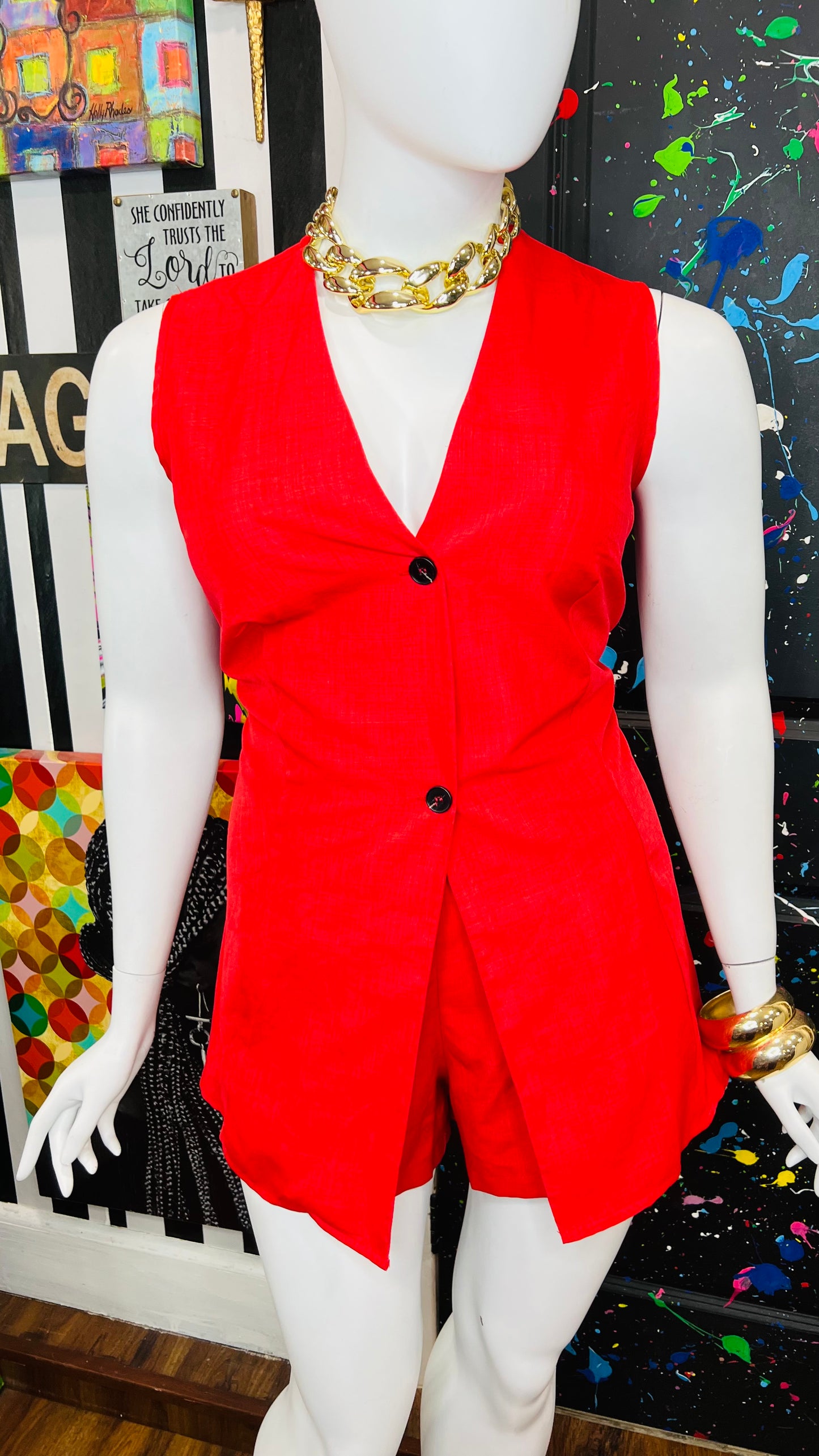 Red Vest & Shorts Set (16)