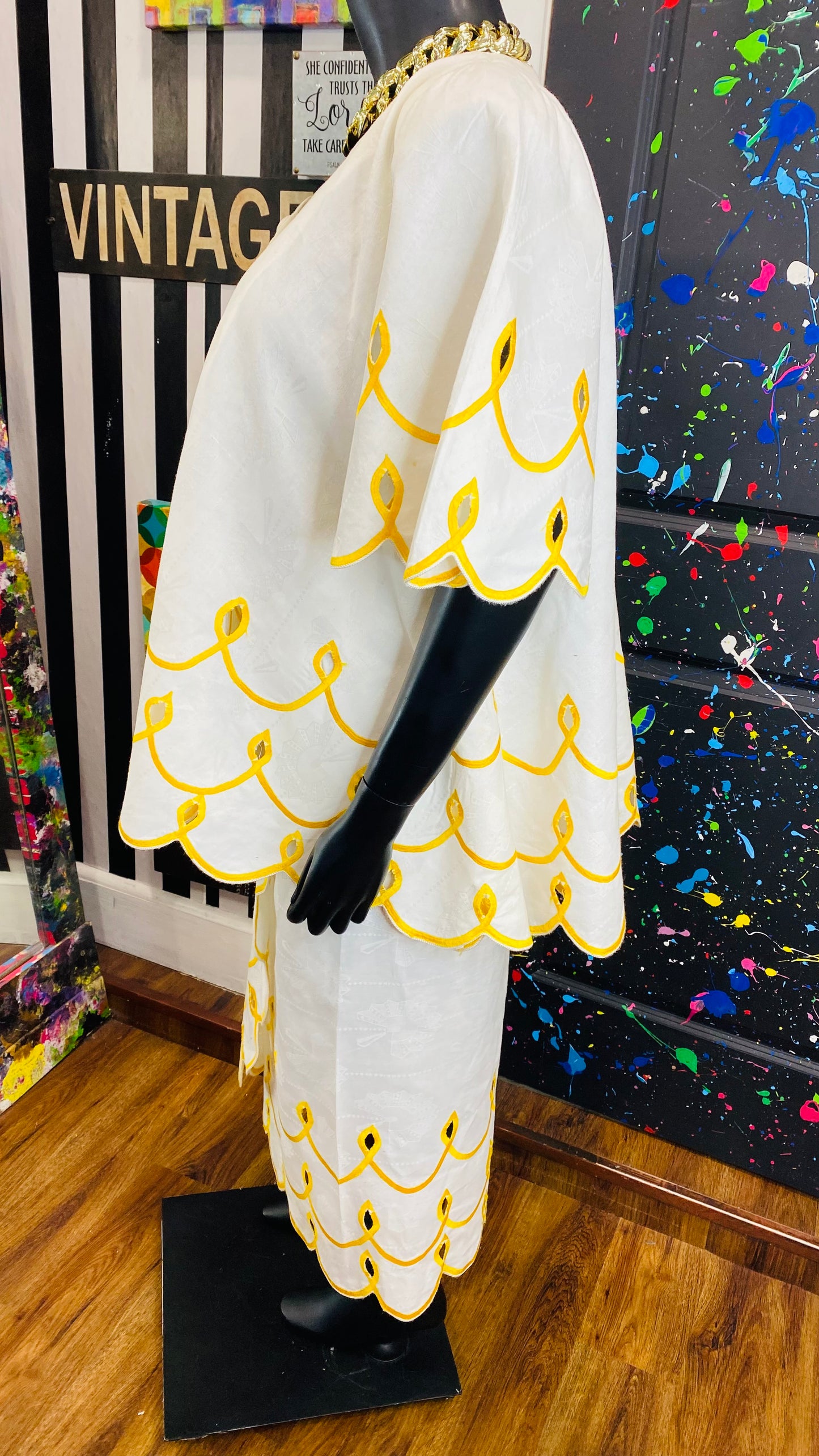 Vintage Traditional African Skirt Set w/ Handband or Belt (12)