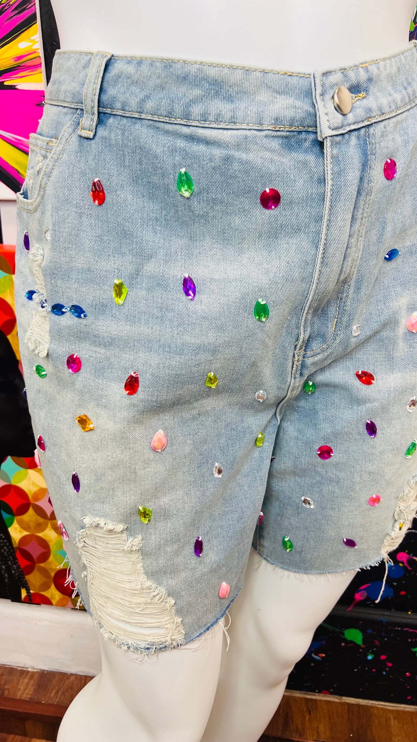 Denim Rhinestone Shorts- New w/Tags (22)