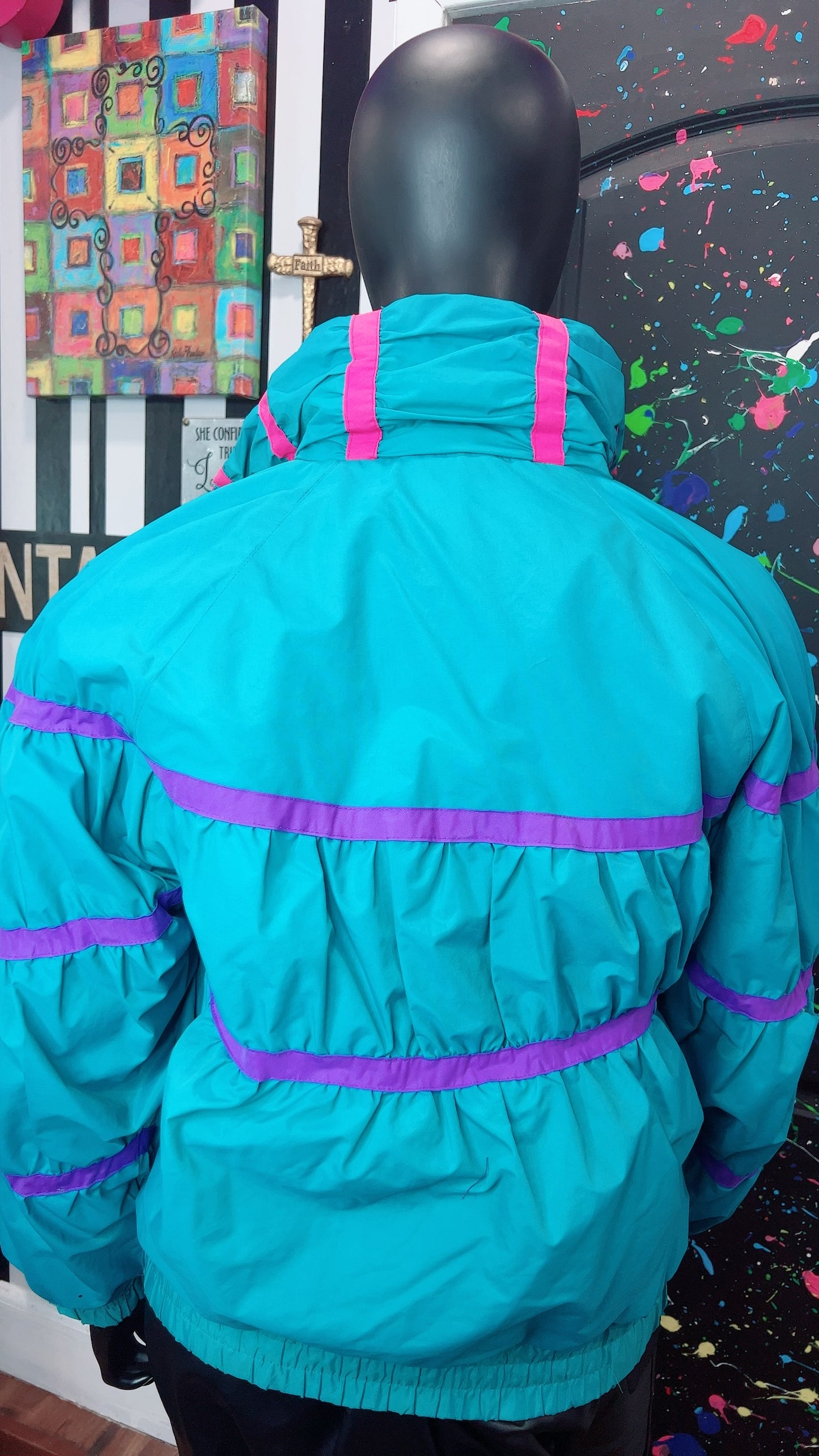 Vintage Blue, Purple & Pink Puffer Coat (18/20)