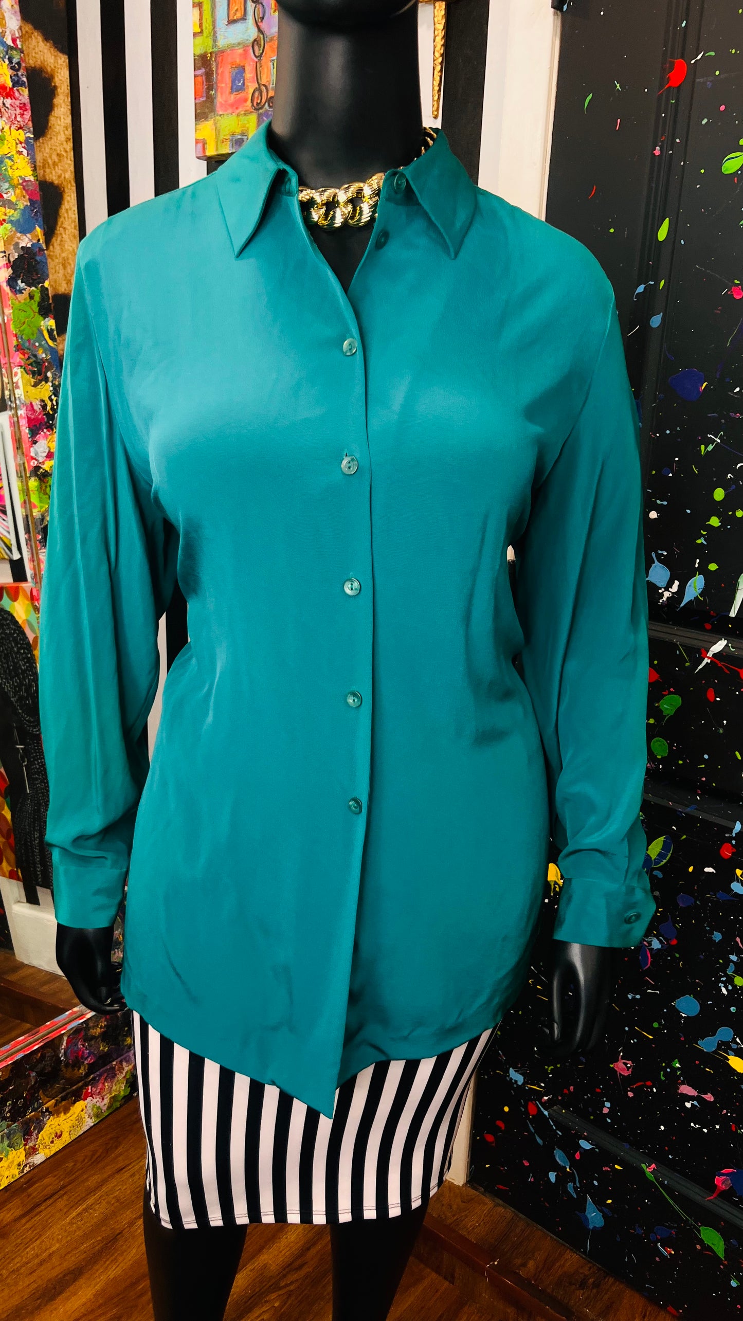 Vintage Teal Blouse (16)