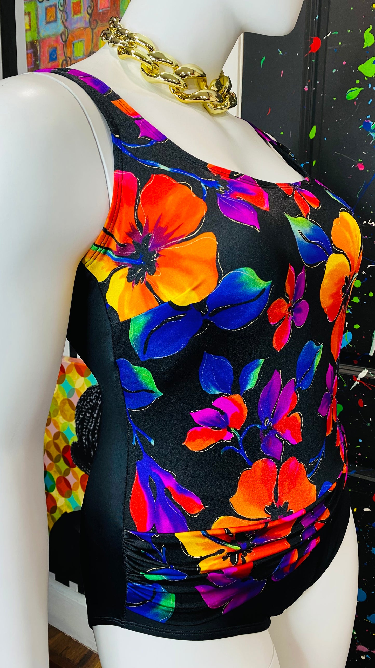 Vintage Vibrant Floral Swimsuit (16/18)