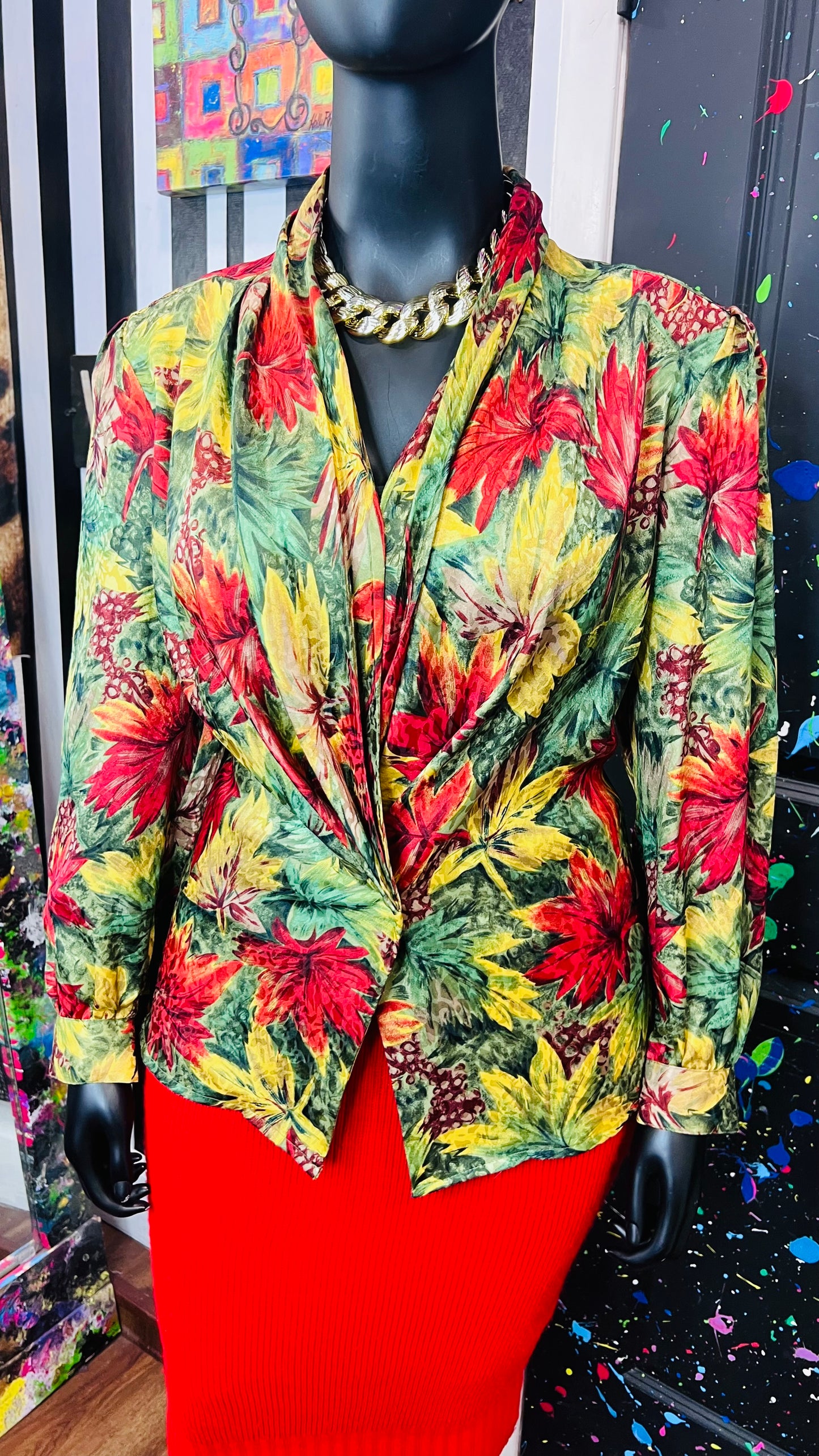 Vintage Floral Two Button Blazer (18W)