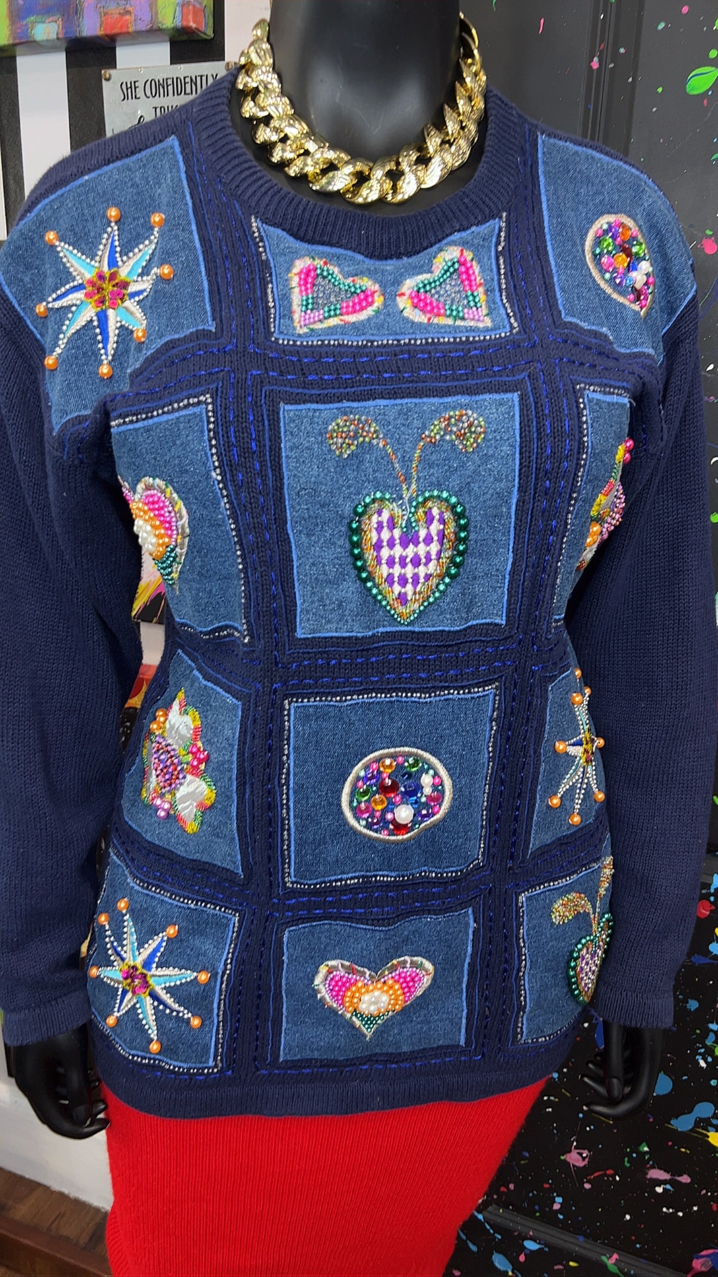 Vintage Knit Beaded Sweater (22)