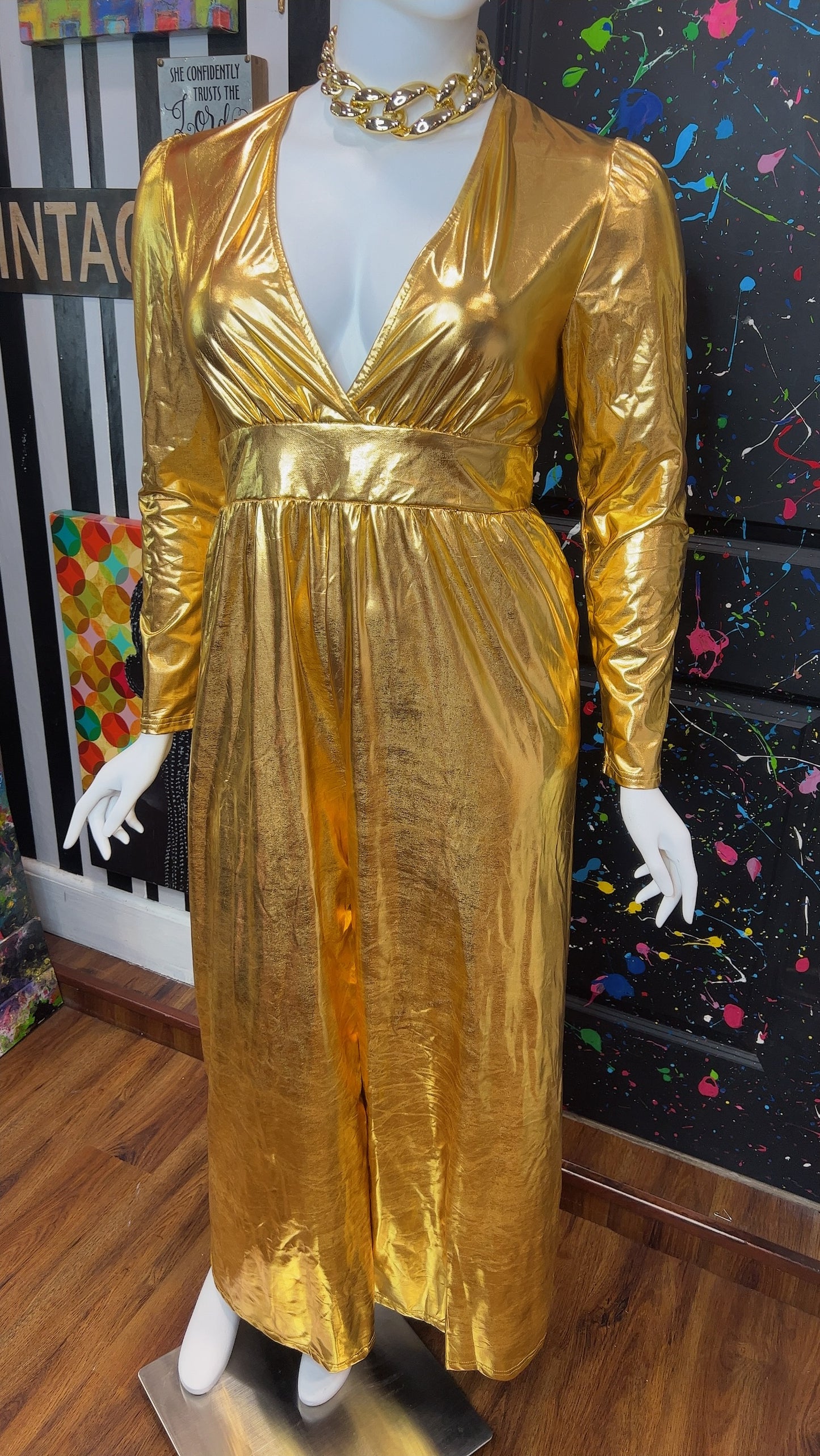 Metallic Gold Jumpsuit New W/Tags (14)