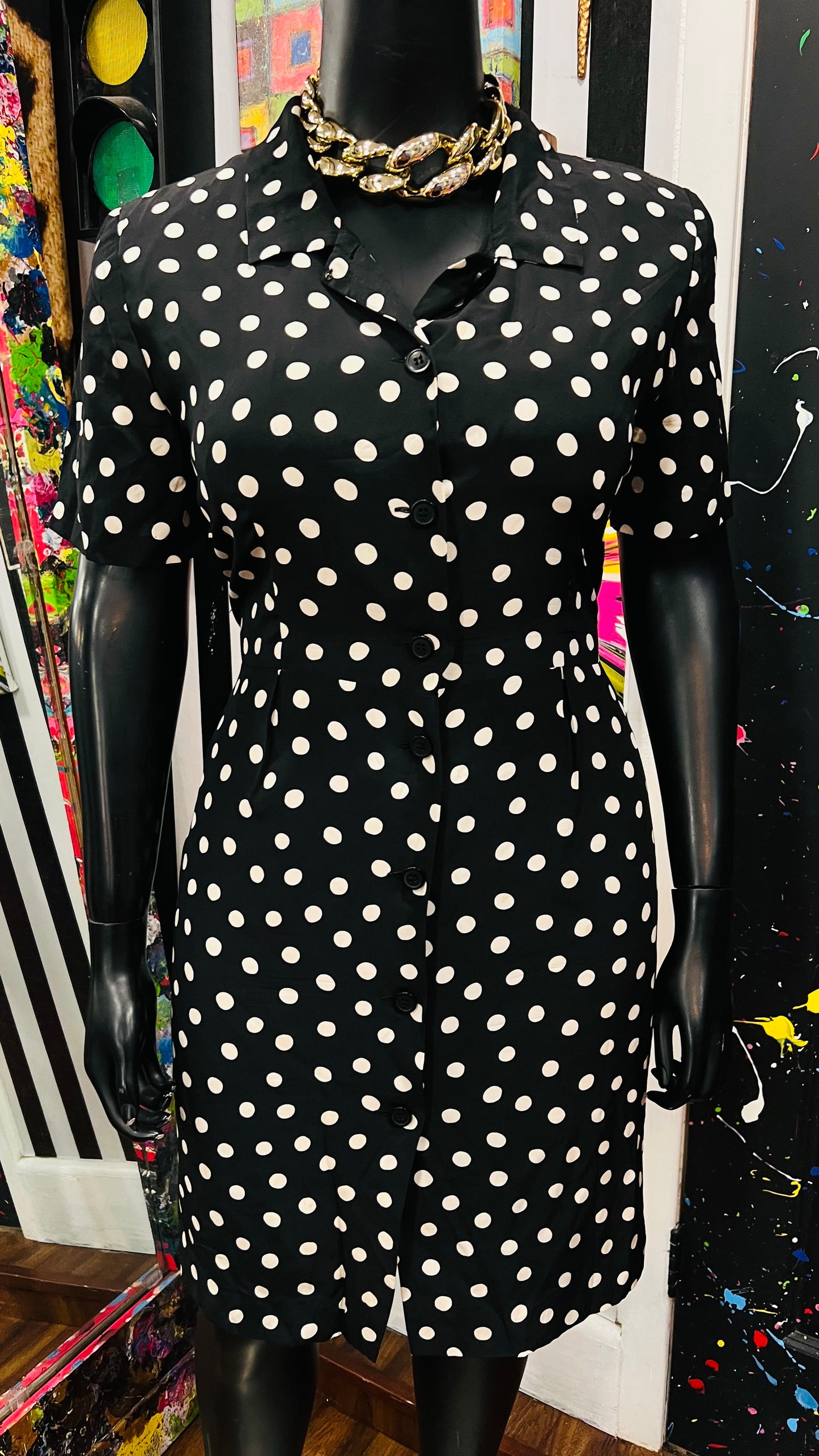 Vintage 100% Silk Polka Dot Dress (16)