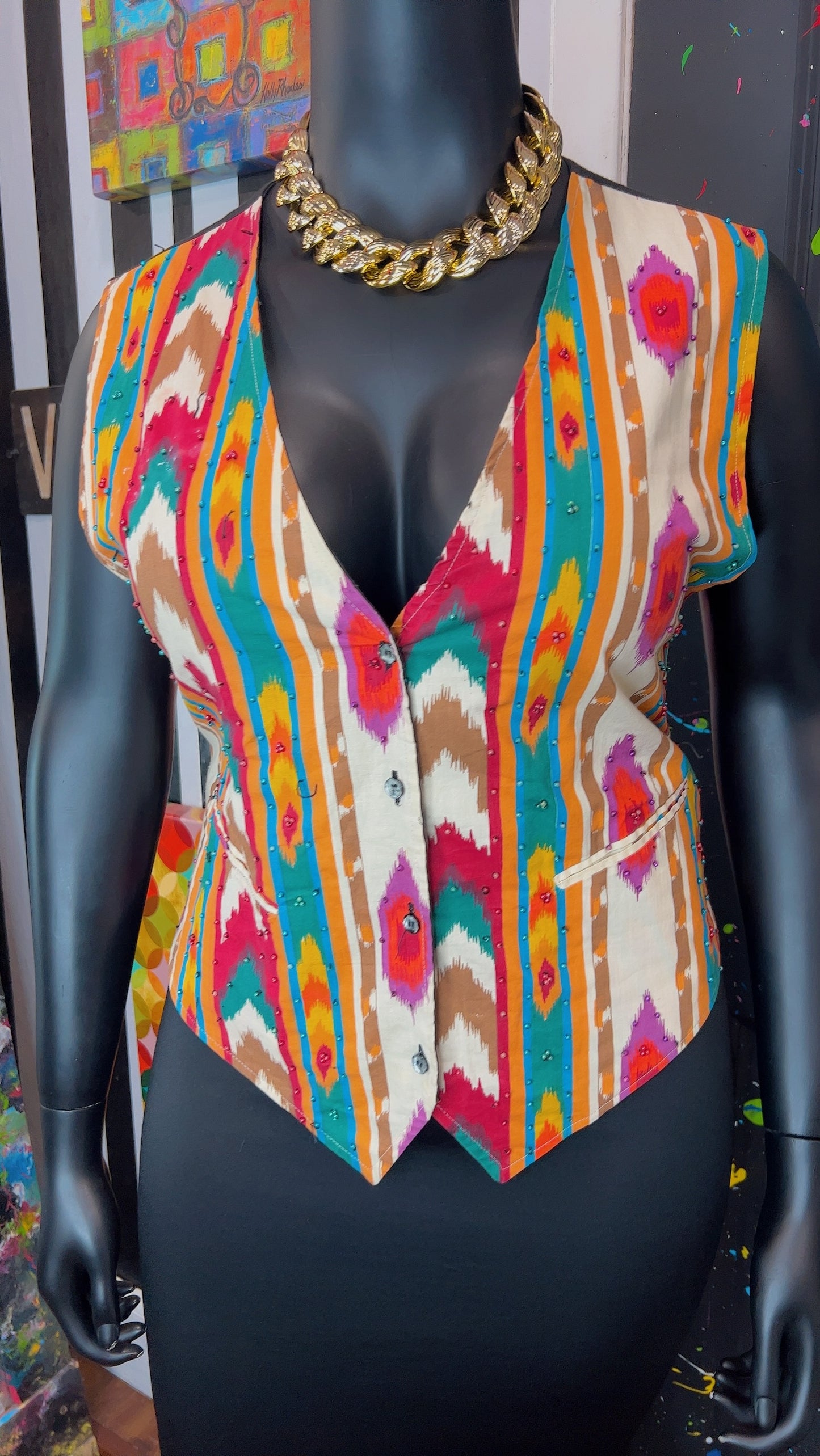 Vintage Beaded Abstact Vest (16)