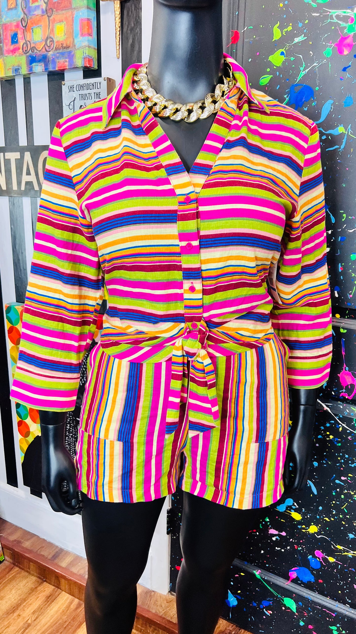 New w/Tags Striped Linen Set (14)