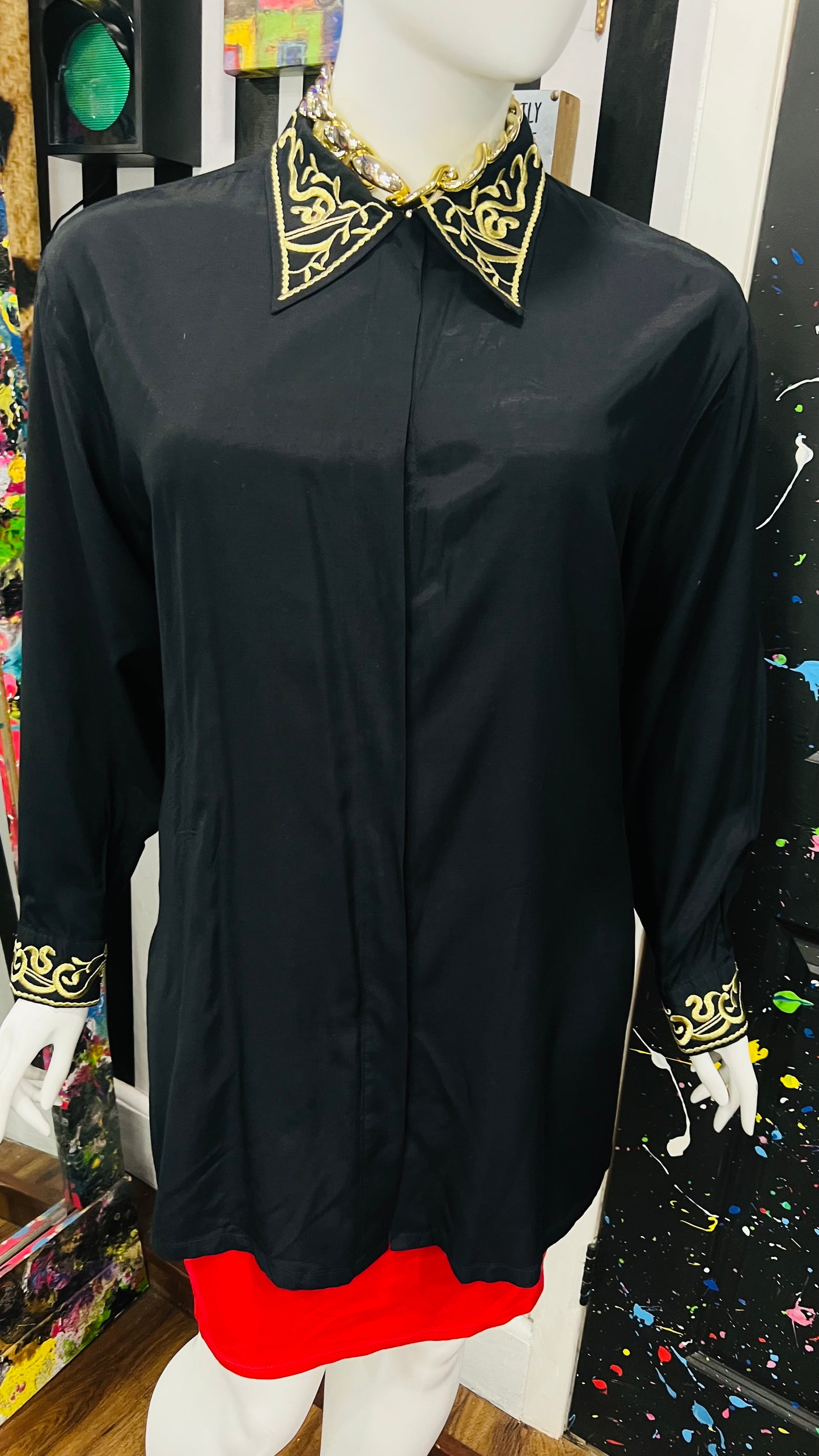 Vintage Black & Gold Blouse (26/28)