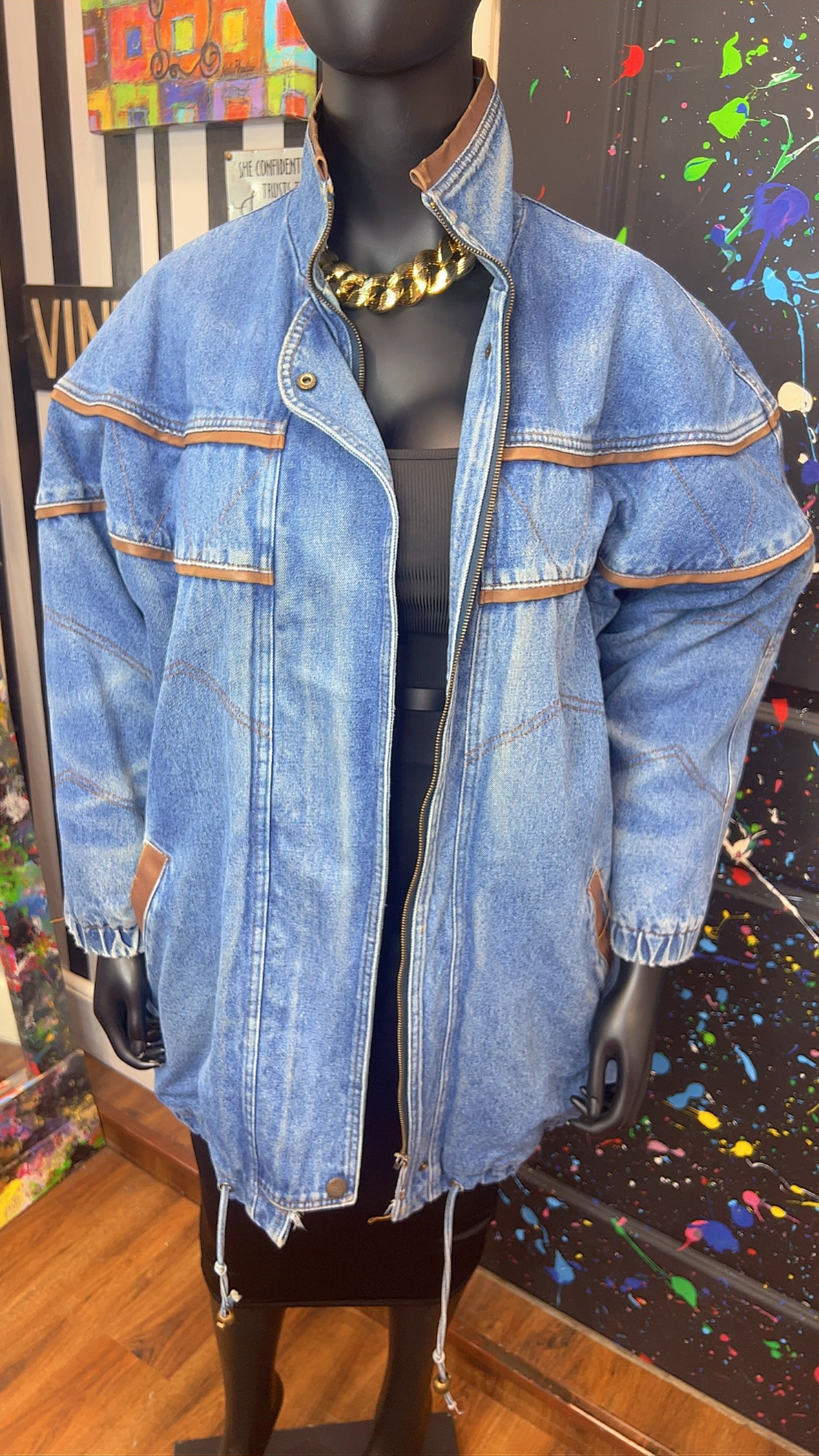 Vintage Denim & Faux Leather Trim (22/24)