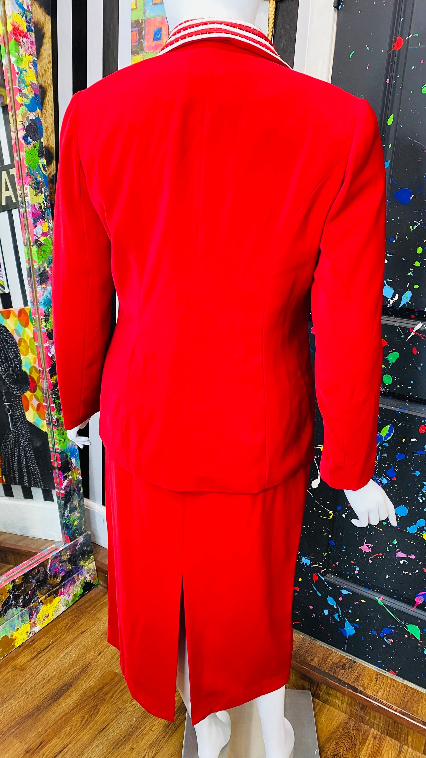 Vintage Red & White Skirt Suit (14)