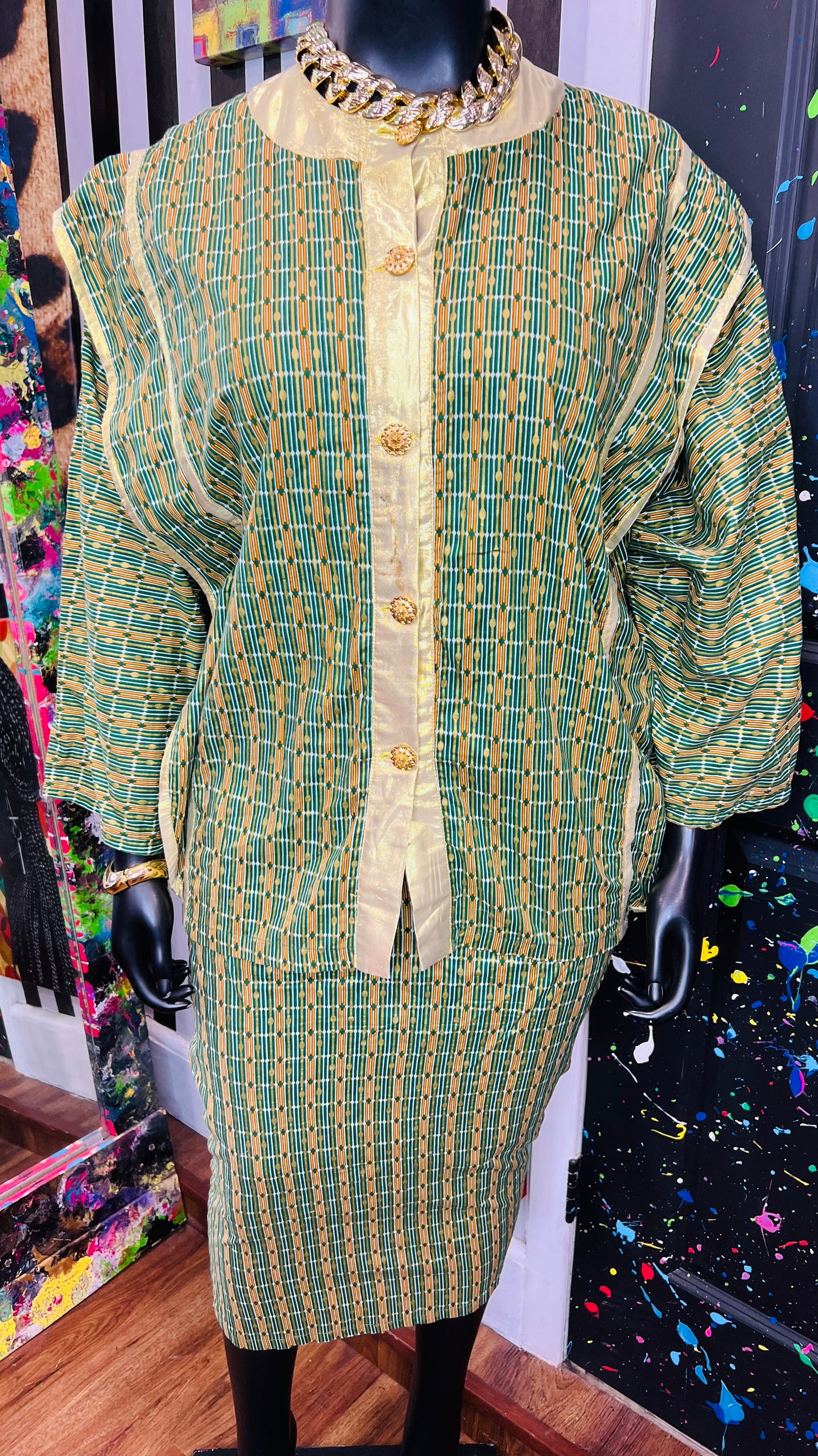 Vintage Authentic African Skirt Set (OS)