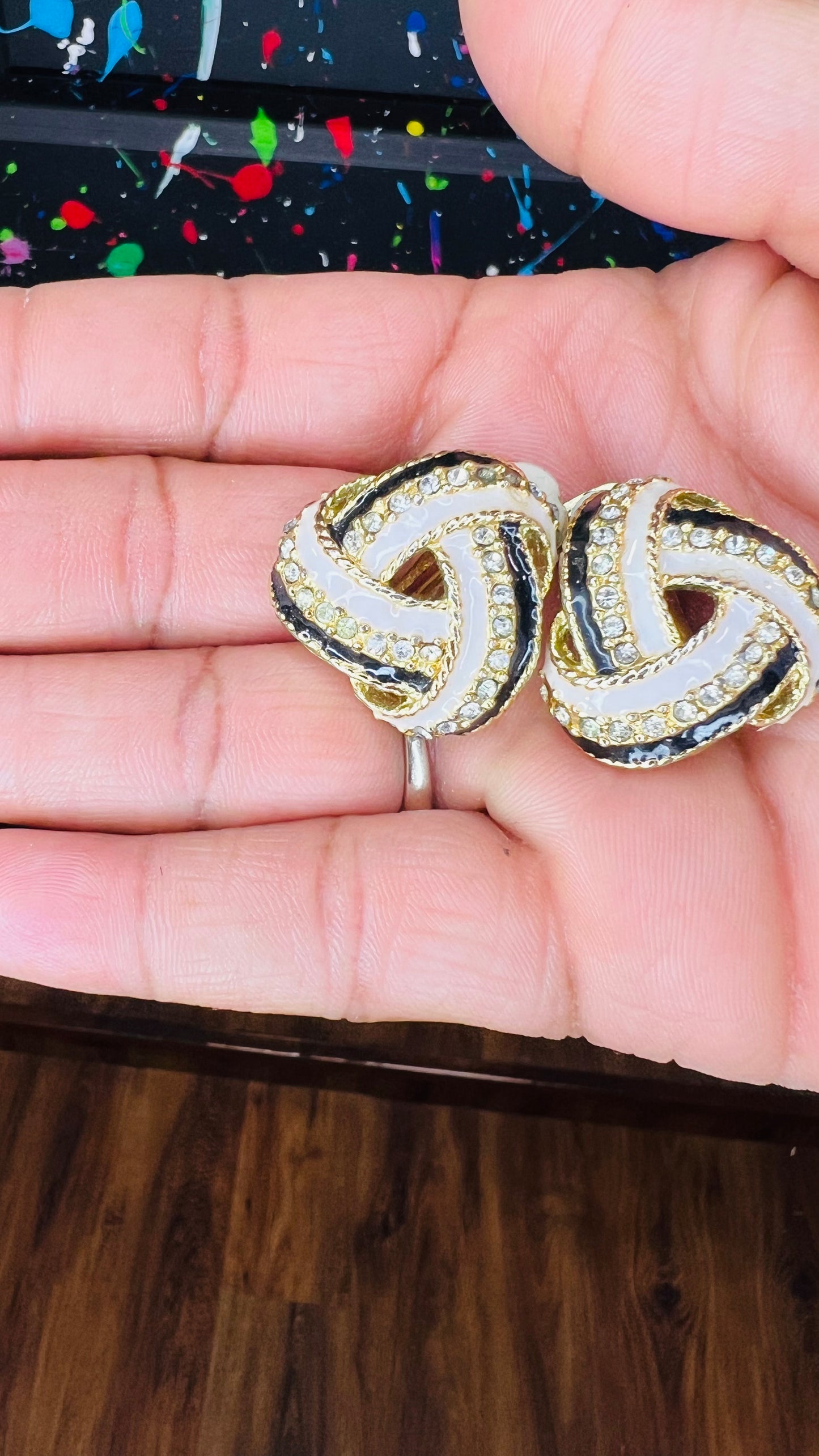 Vintage Metal Gold Tone Pretzel Style Clip on Earrings