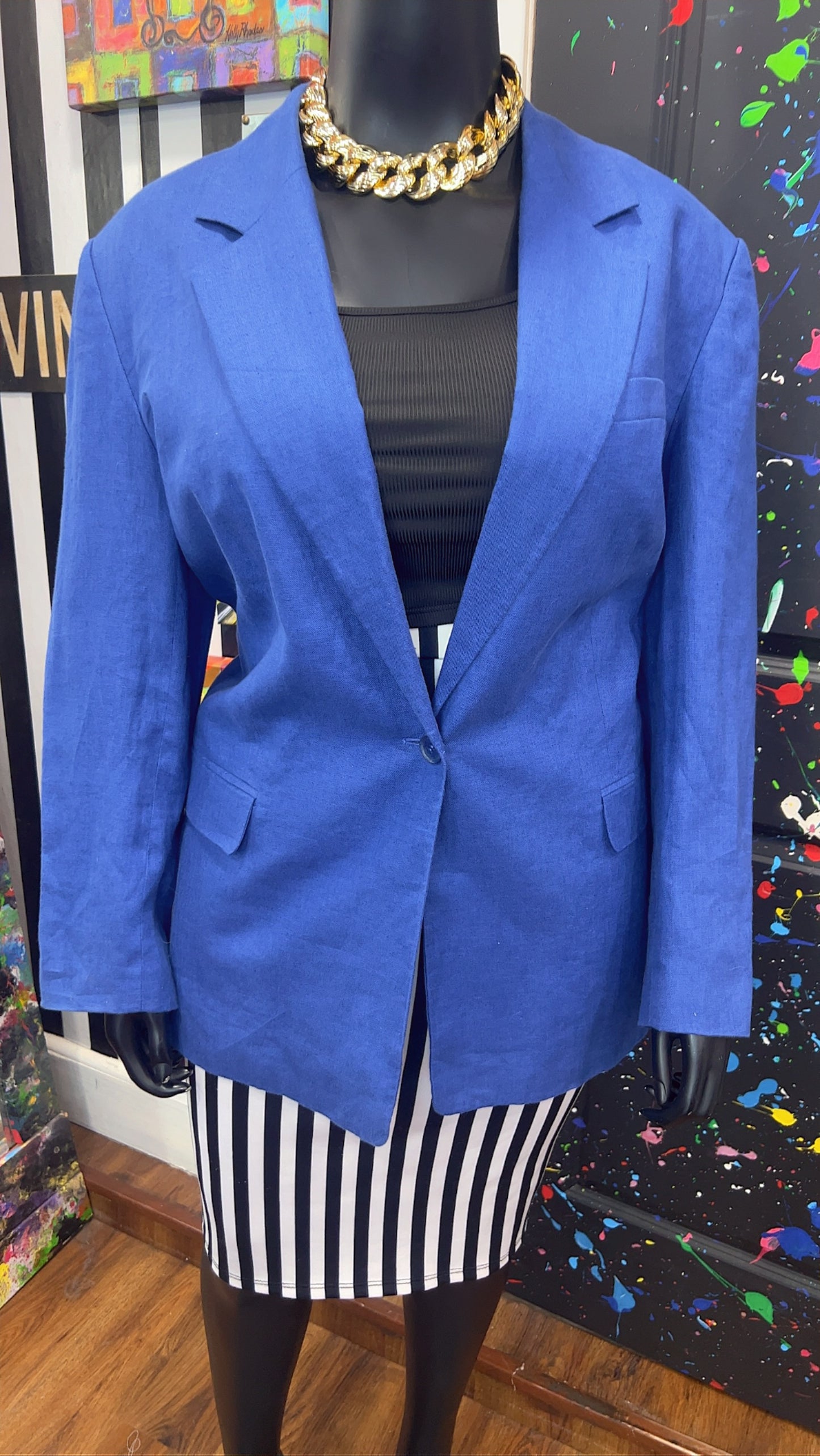 Vintage Solid Blue Blazer (22W)