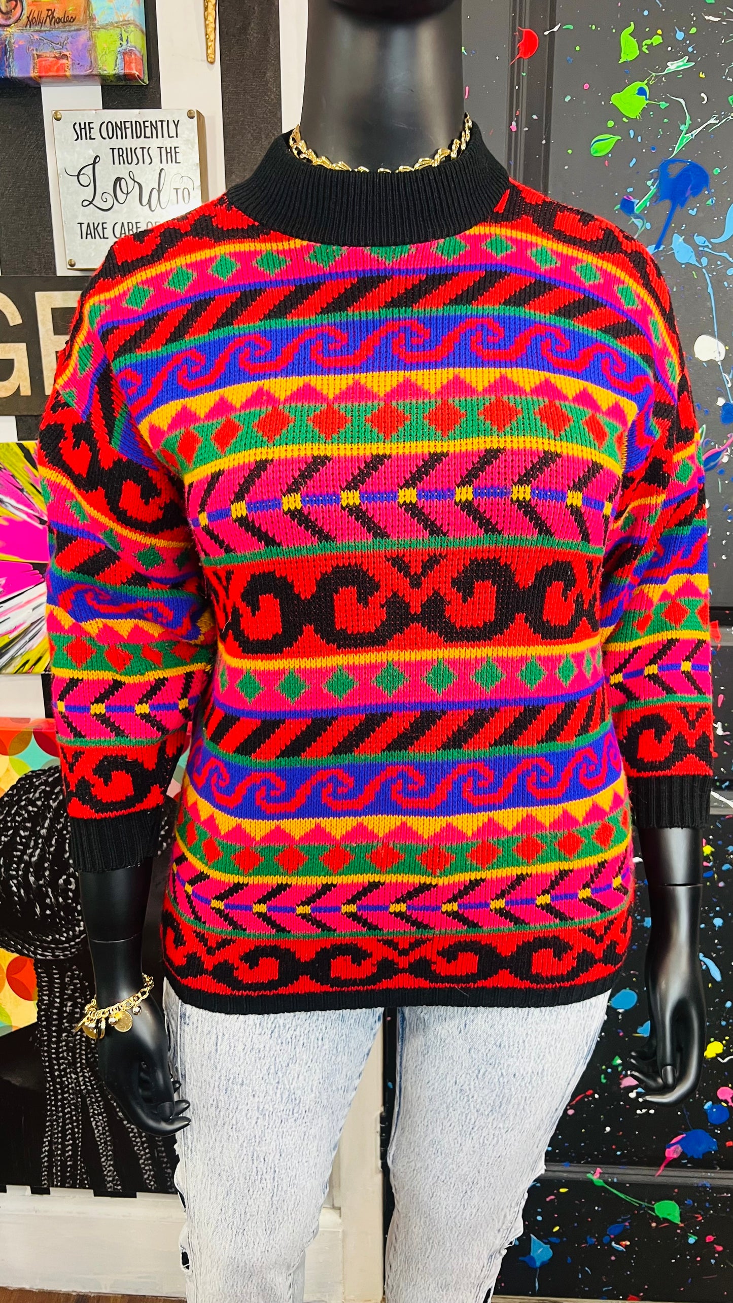 Vintage Knit Colorful Sweater (16)