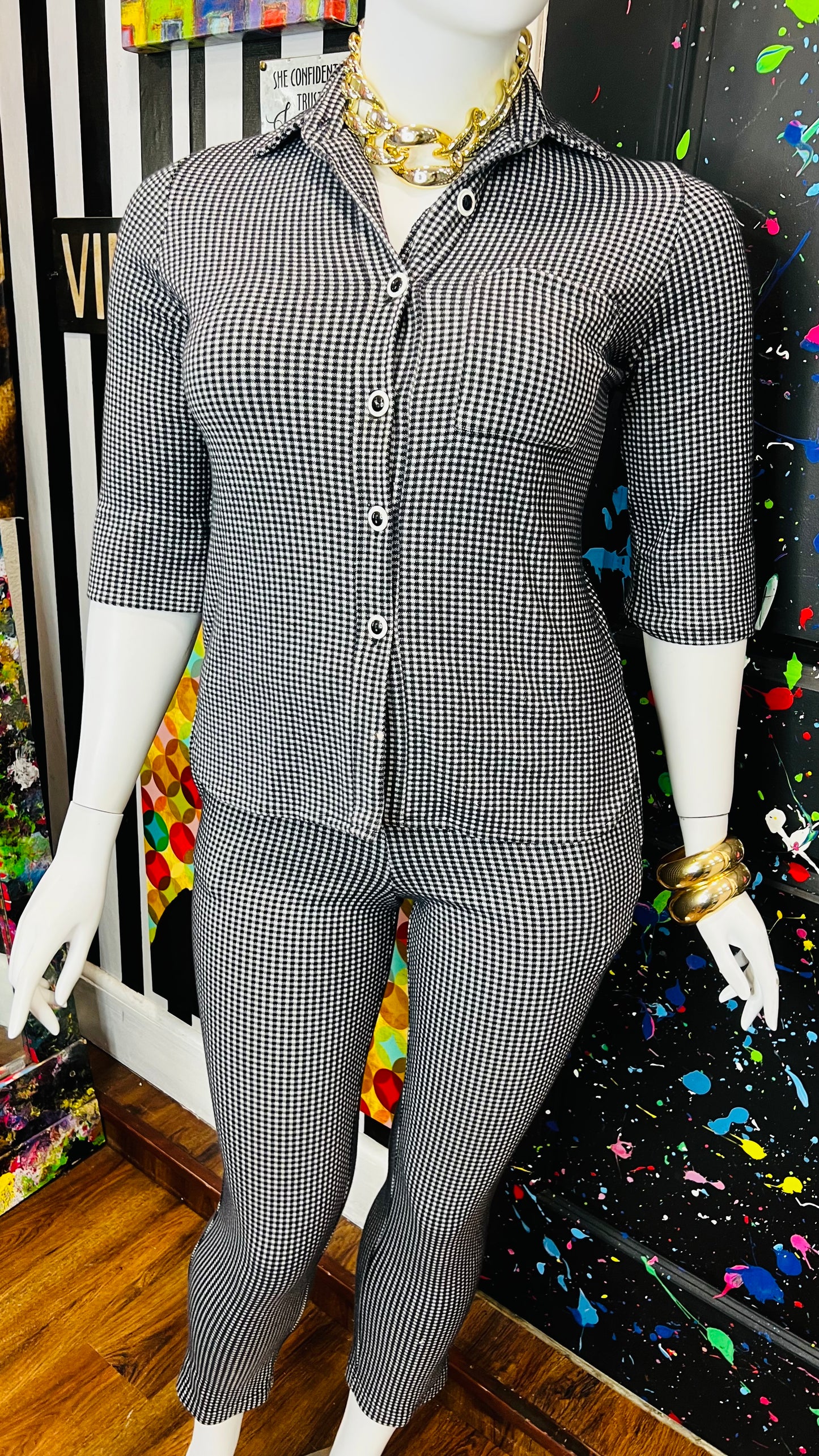 Vintage Black & White Houndstooth Set (12)