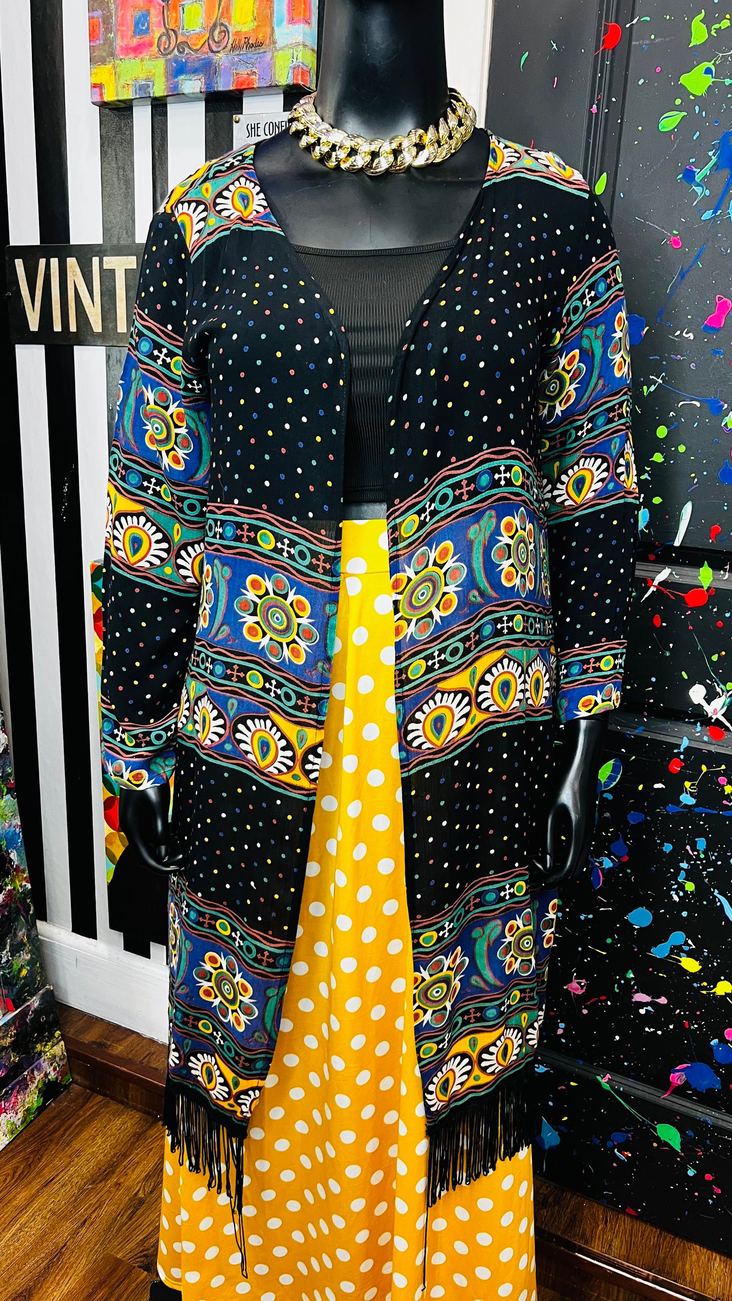 Vintage Abstract Mix Print Duster (12/14)