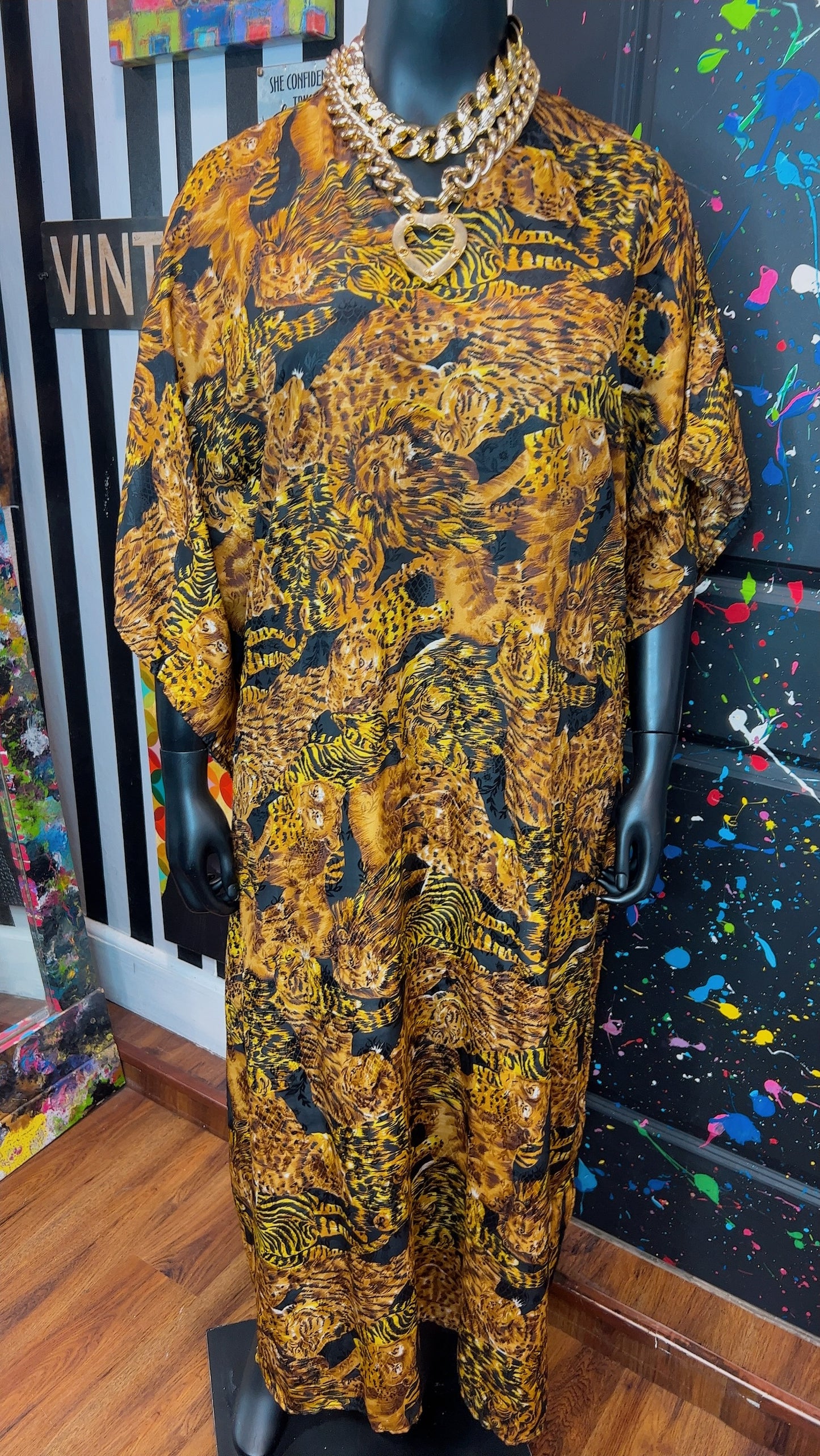 Vintage Animal Print Kaftan (OS)