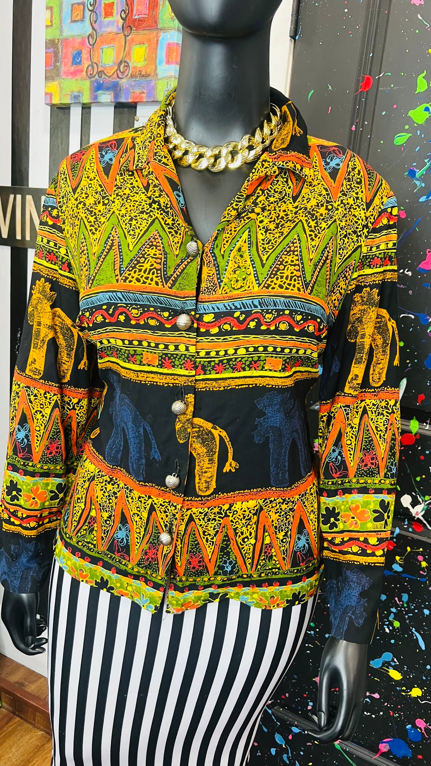 Vintage Abstract 90’s Rayon Blouse (18W)