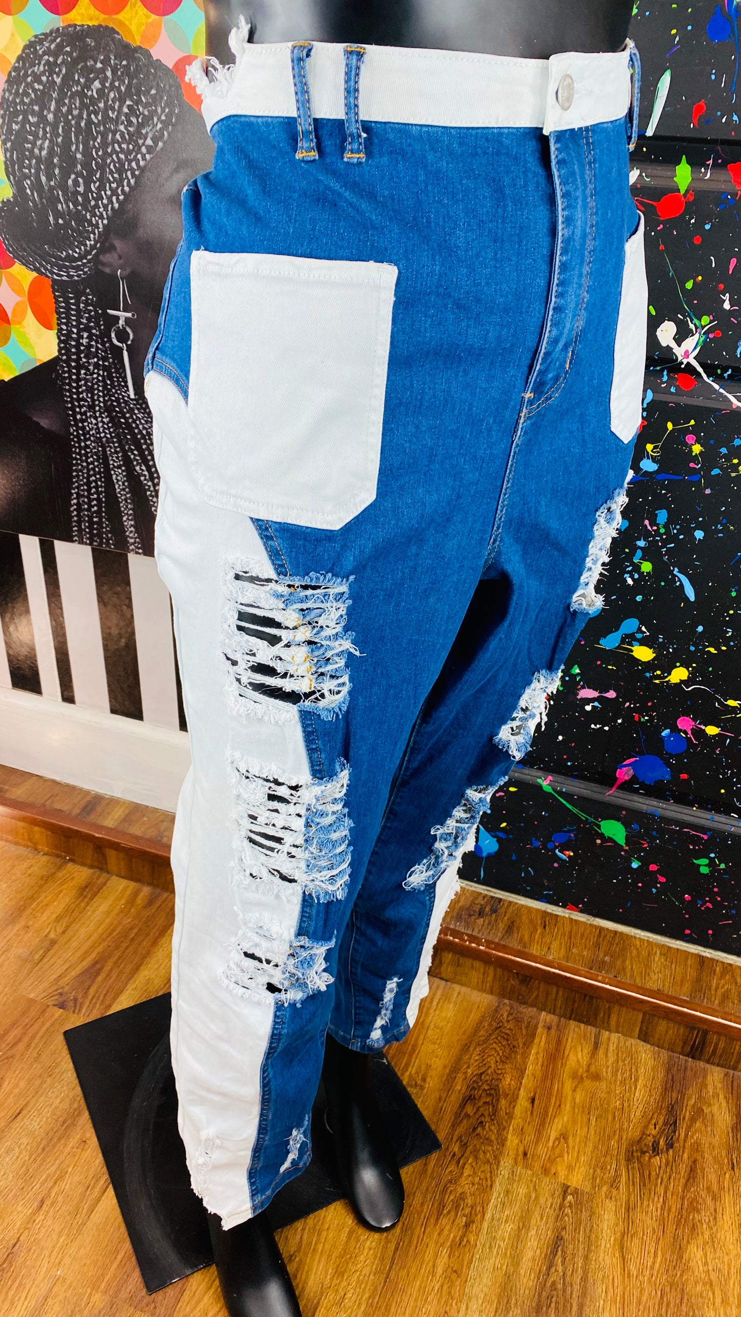 Spoonjeans White&Blue Distressed Jeans