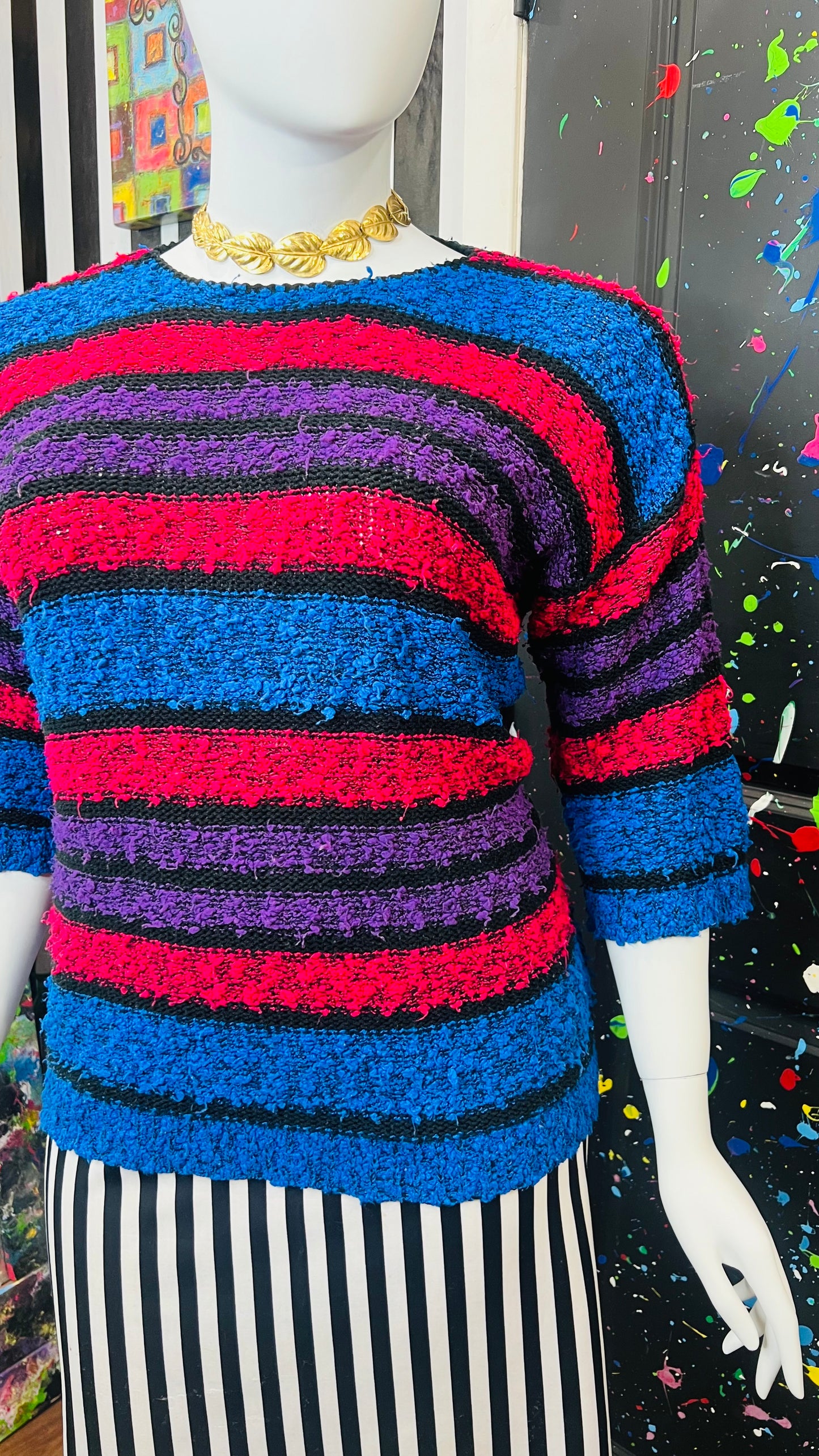 Vintage Knit Striped Sweater (18)