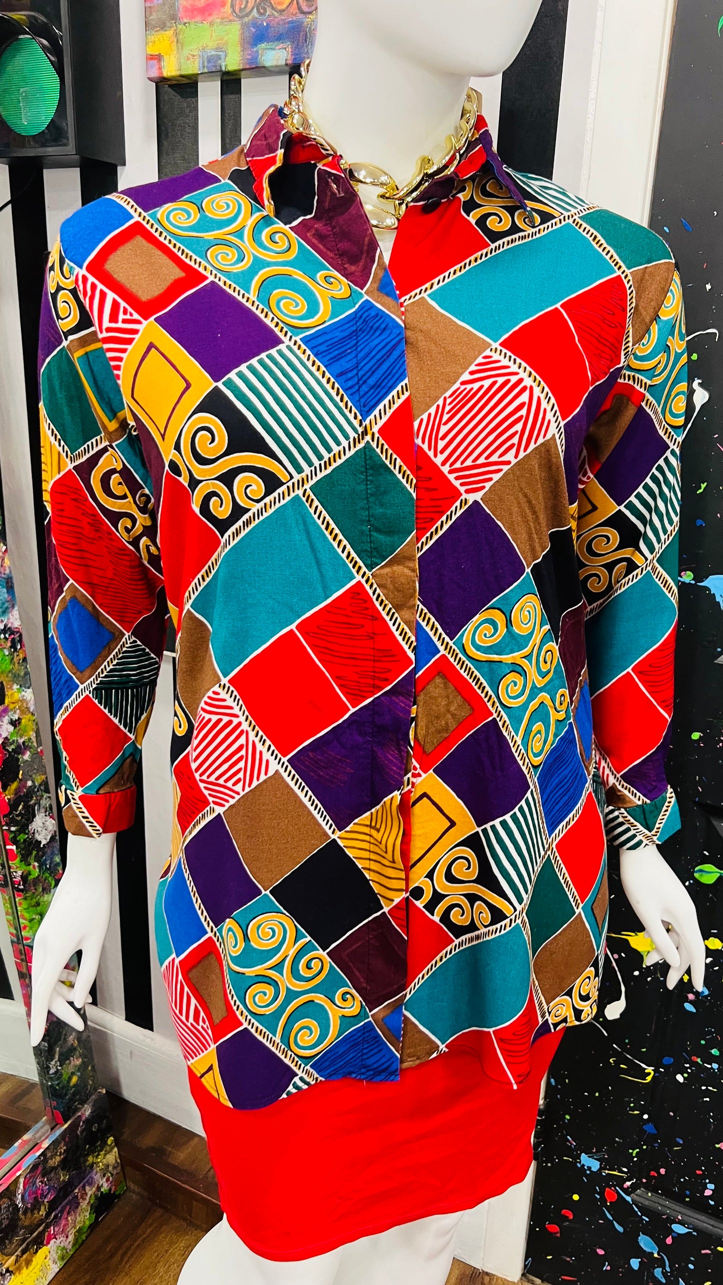 Vintage Rayon Abstract Blouse (22/24)