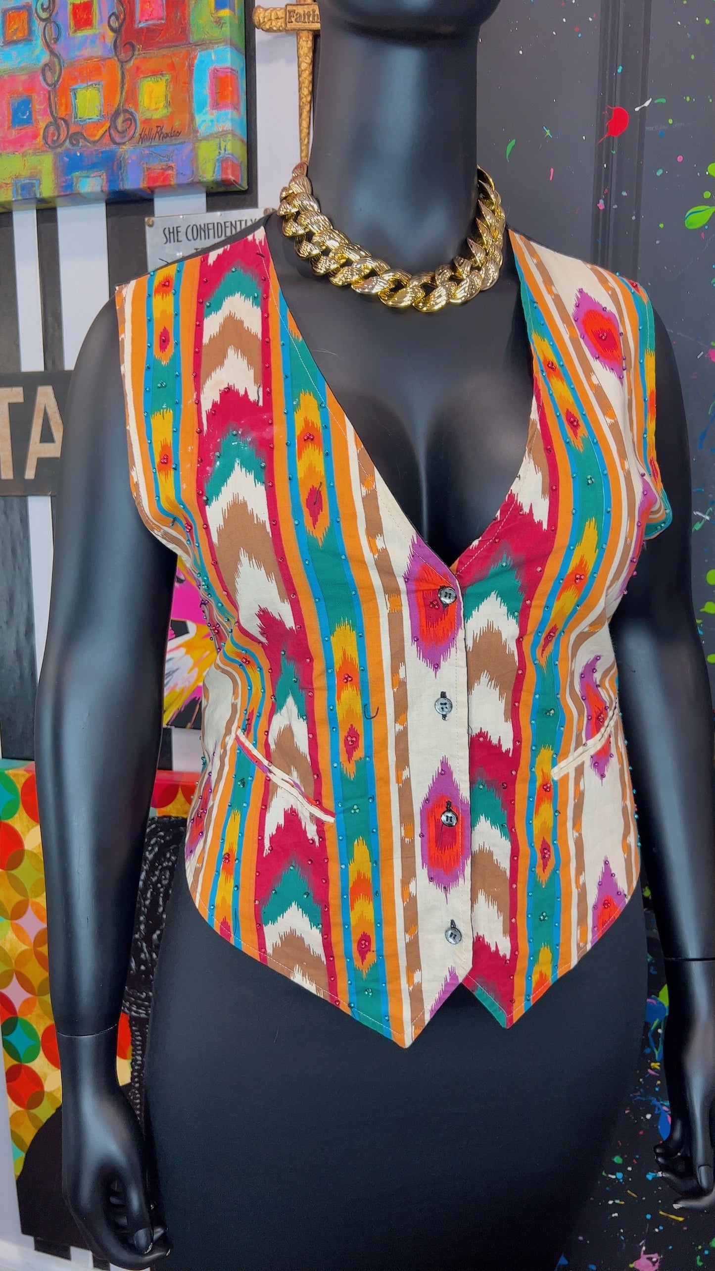 Vintage Beaded Abstact Vest (16)