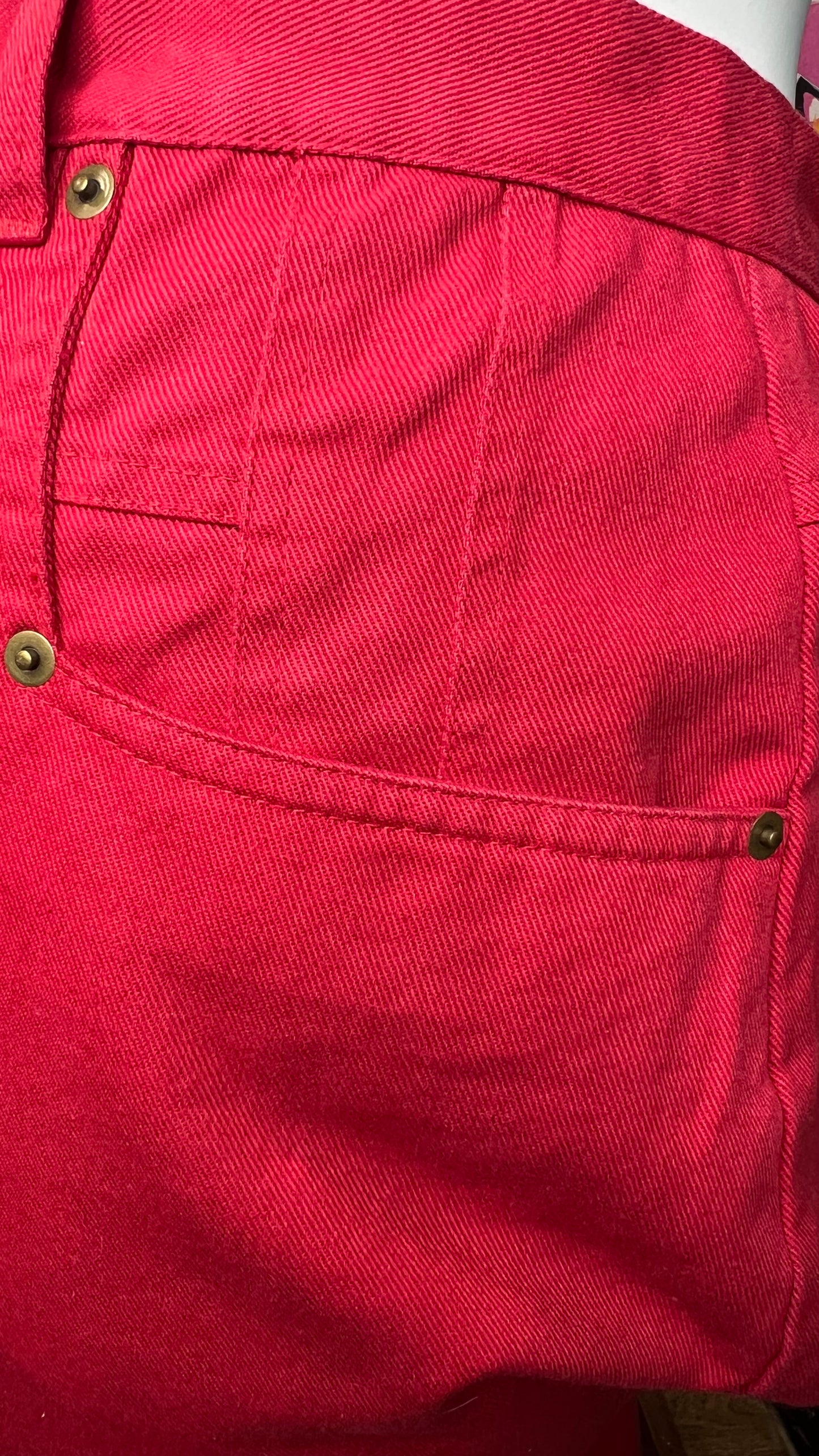 Vintage Red Denim Skirt (26W)